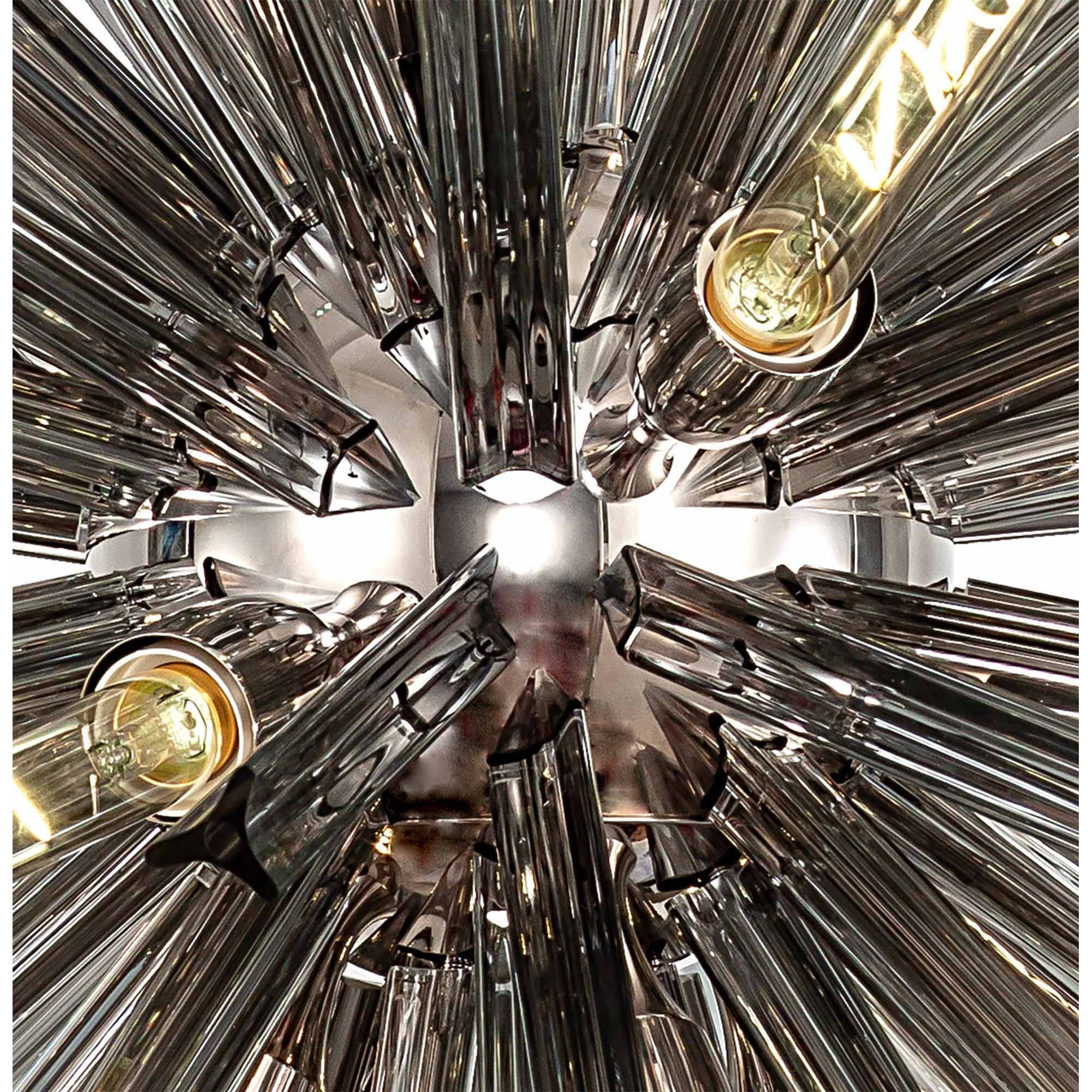 Fabula Wordworth 16 Light Round Pendant - Polished Nickel & Smoke Glass