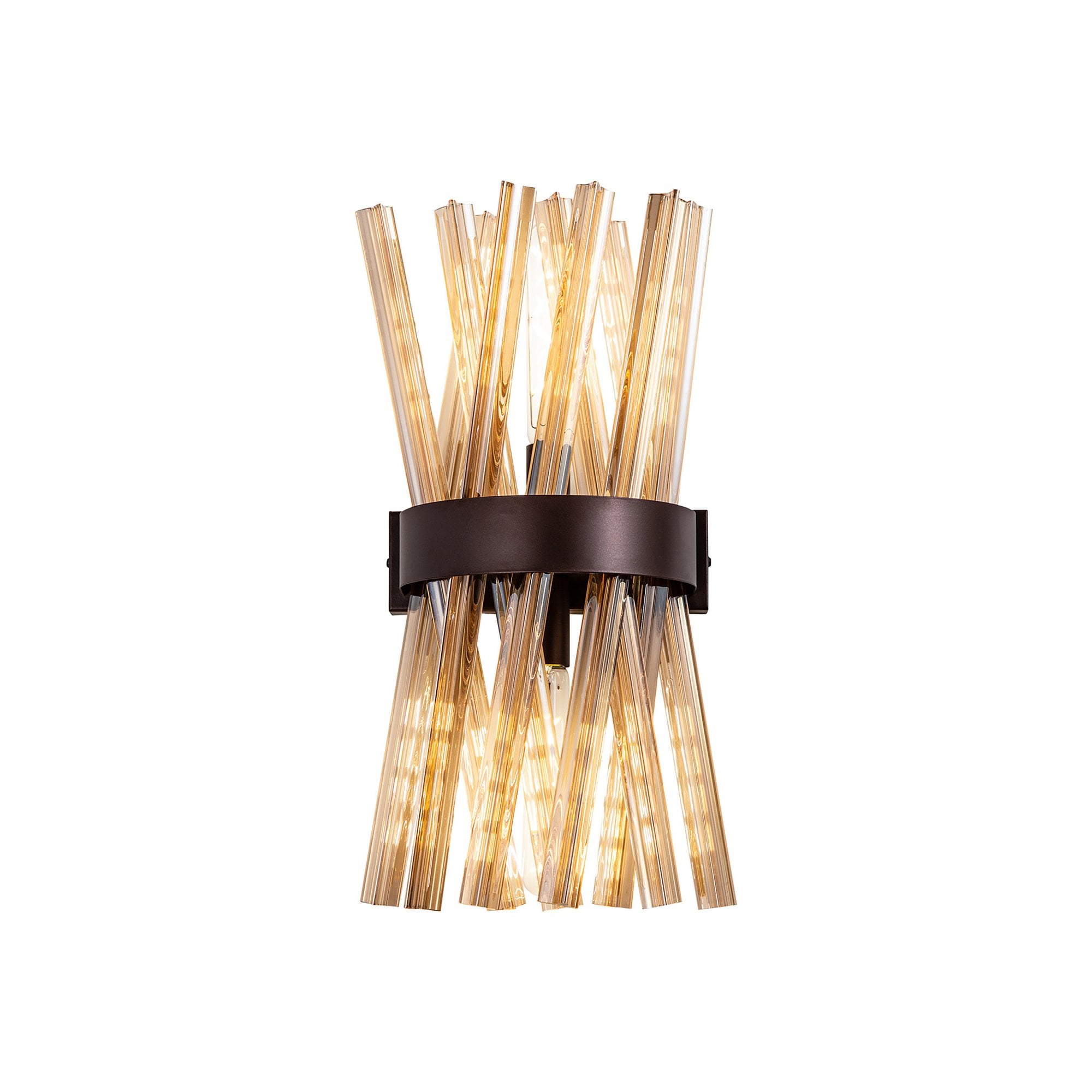 Fabula Wordworth 2 Light Wall Light - Brown Oxide & Champagne Glass