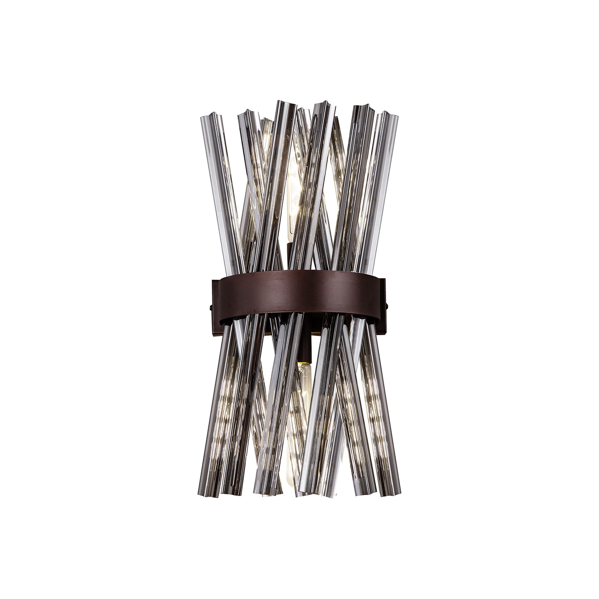 Fabula Wordworth 2 Light Wall Light - Brown Oxide & Smoke Glass