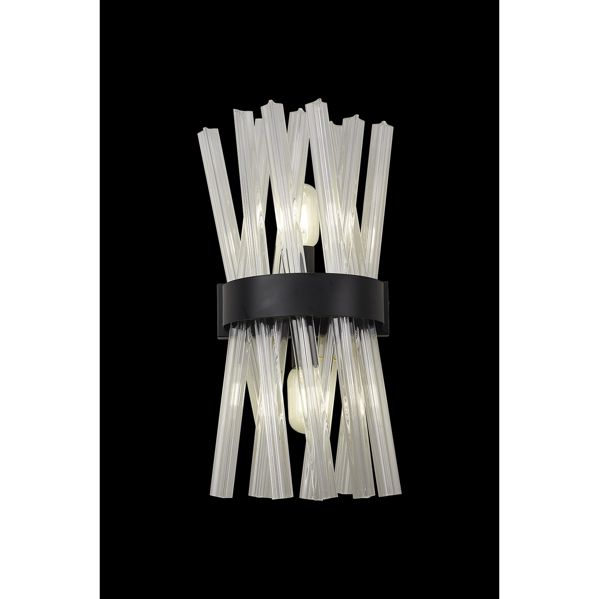 Fabula Wordworth 2 Light Wall Light - Matt Black & Clear Glass