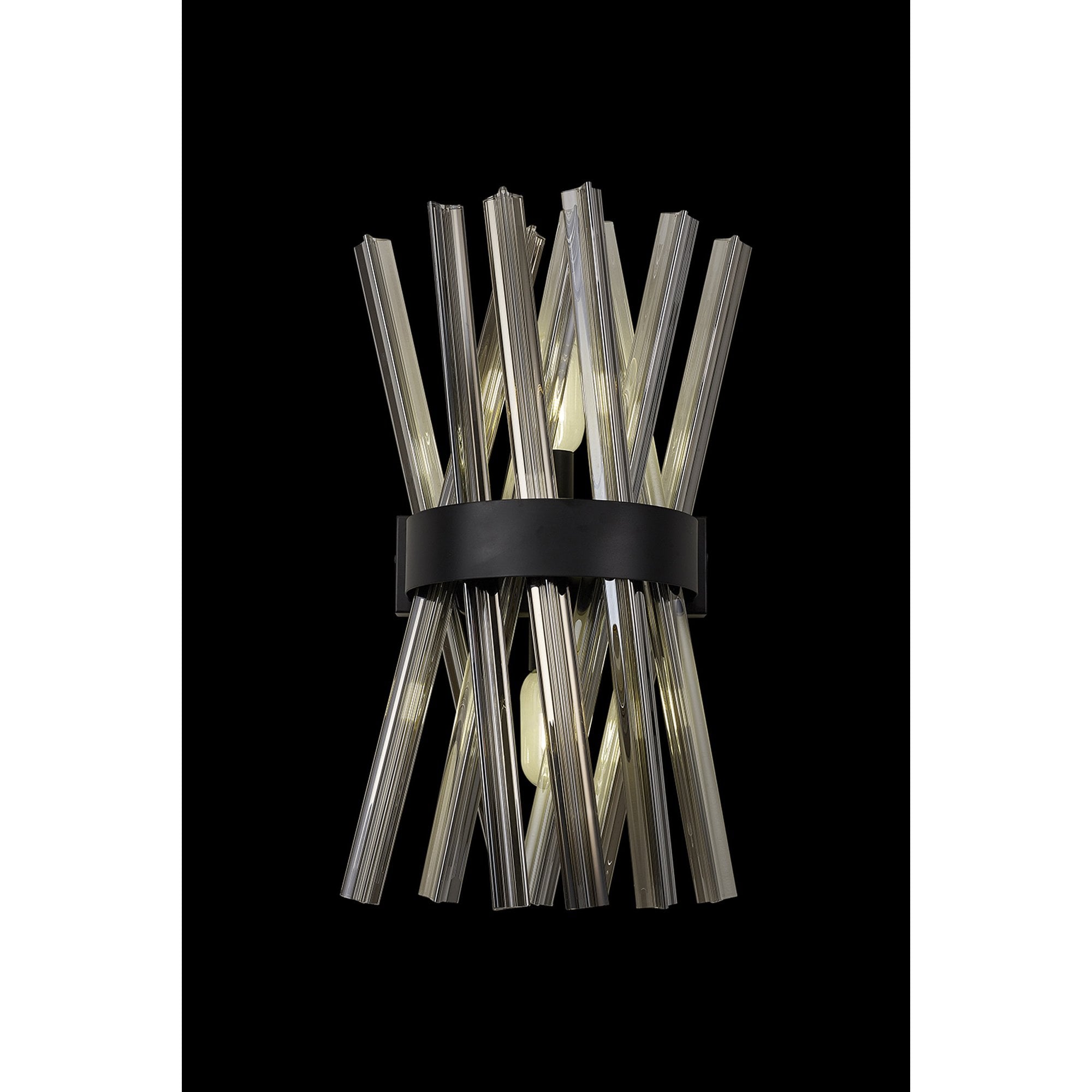 Fabula Wordworth 2 Light Wall Light - Matt Black & Smoke Glass