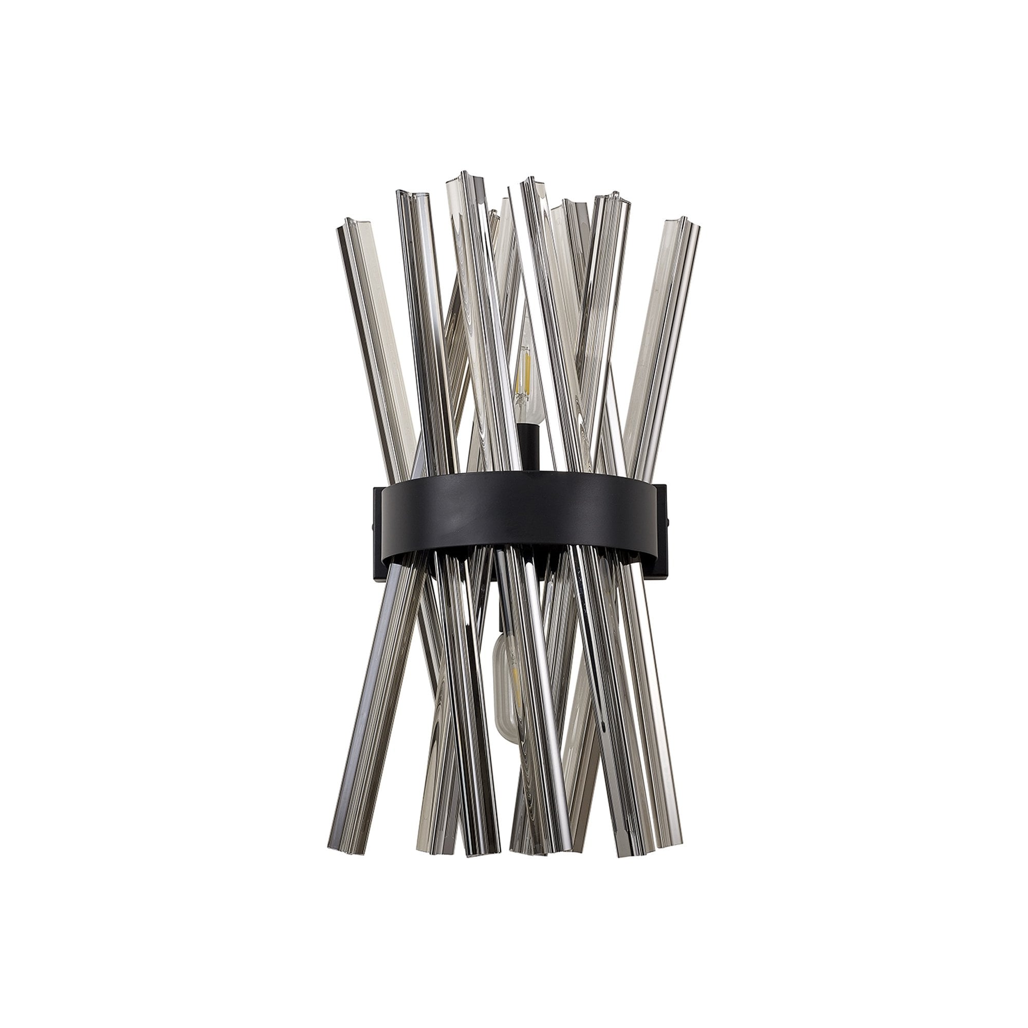 Fabula Wordworth 2 Light Wall Light - Matt Black & Smoke Glass