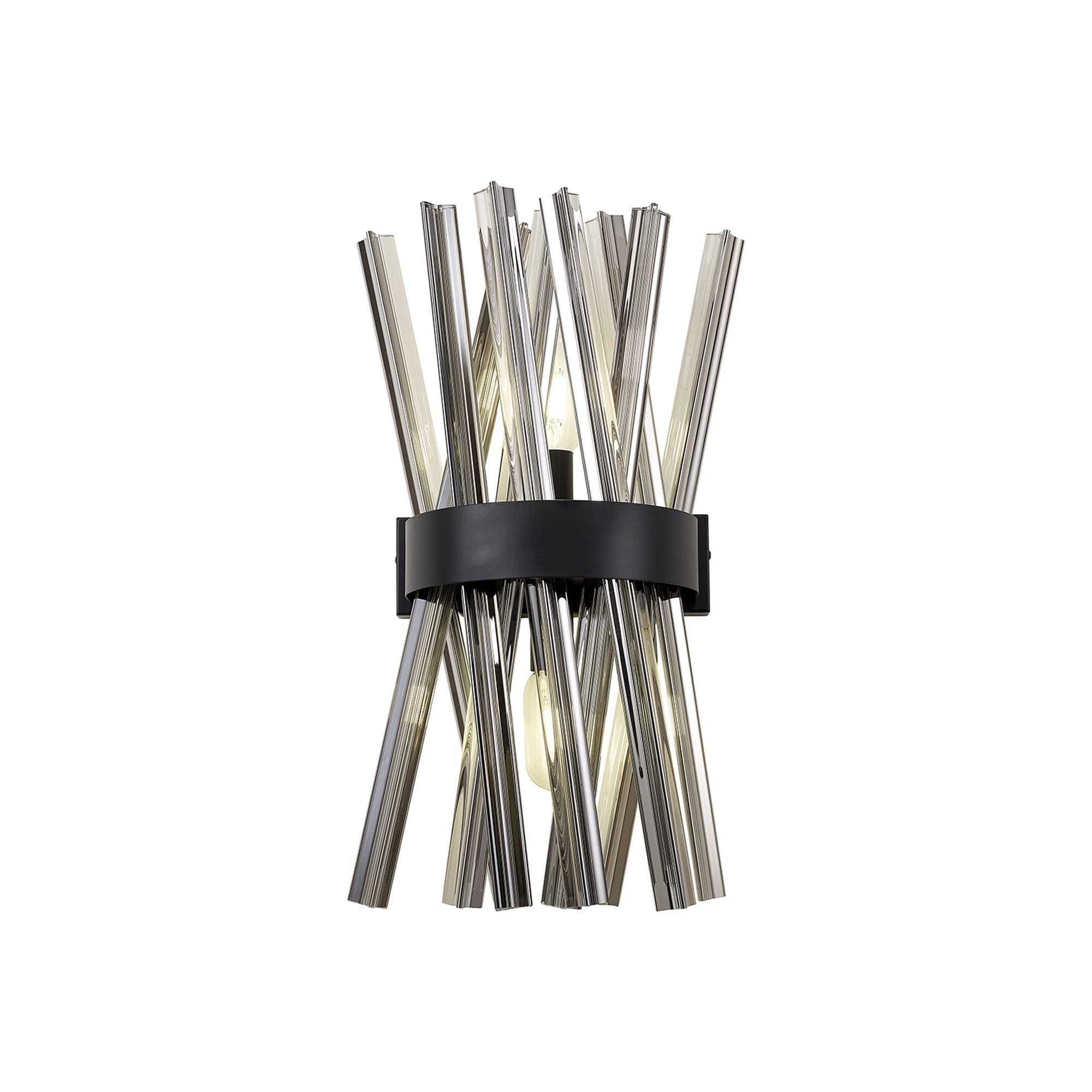 Fabula Wordworth 2 Light Wall Light - Matt Black & Smoke Glass
