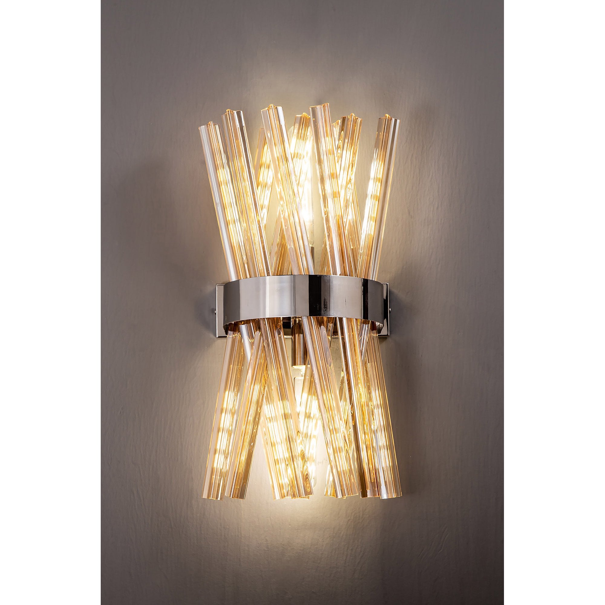 Fabula Wordworth 2 Light Wall Light - Polished Nickel & Champagne Glass