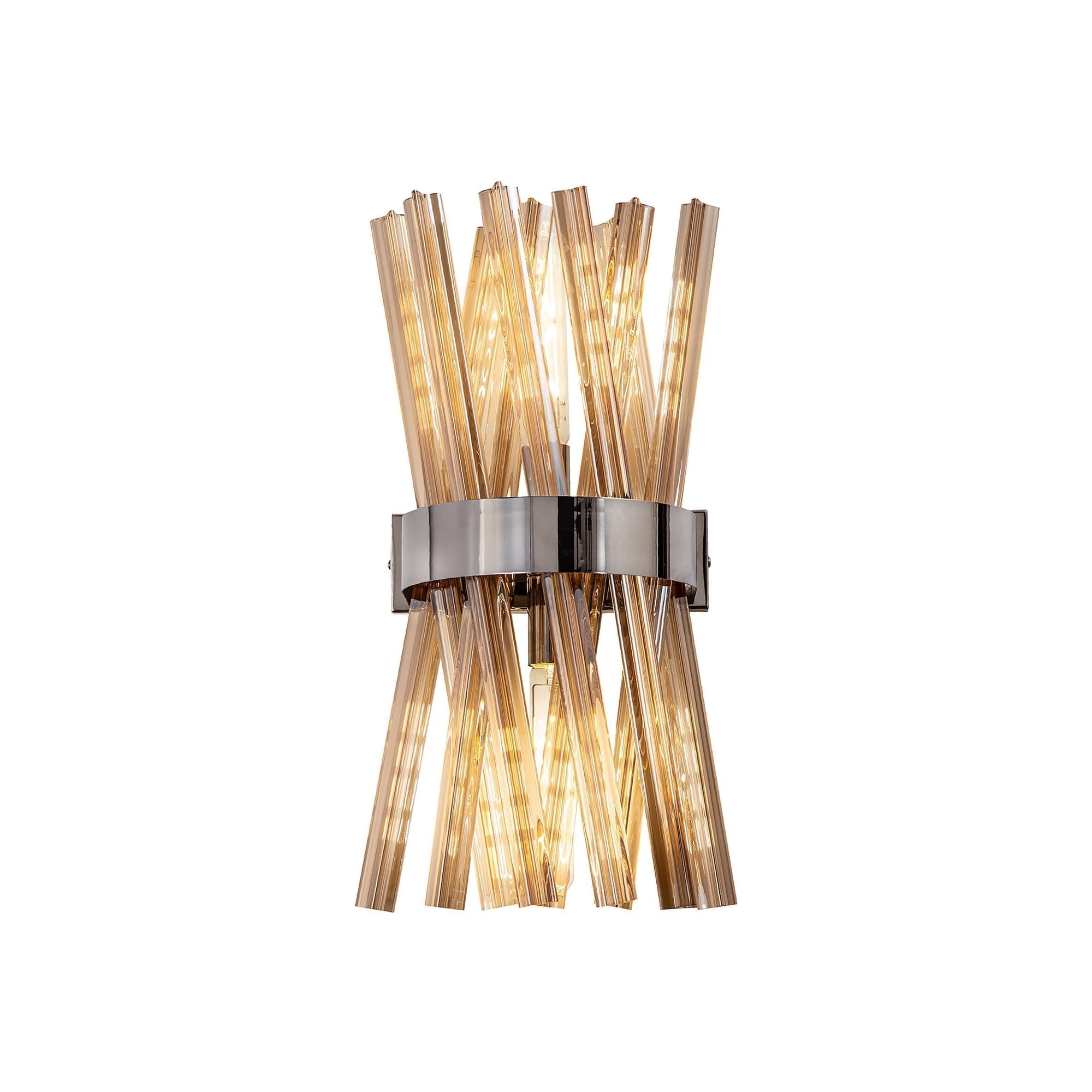 Fabula Wordworth 2 Light Wall Light - Polished Nickel & Champagne Glass