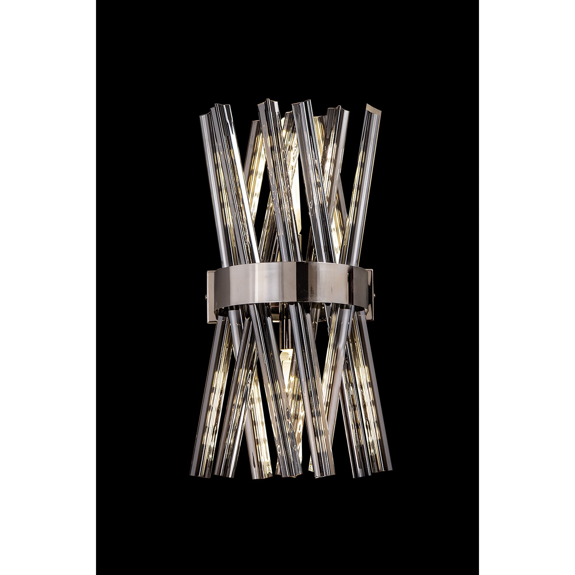 Fabula Wordworth 2 Light Wall Light - Polished Nickel & Smoke Glass