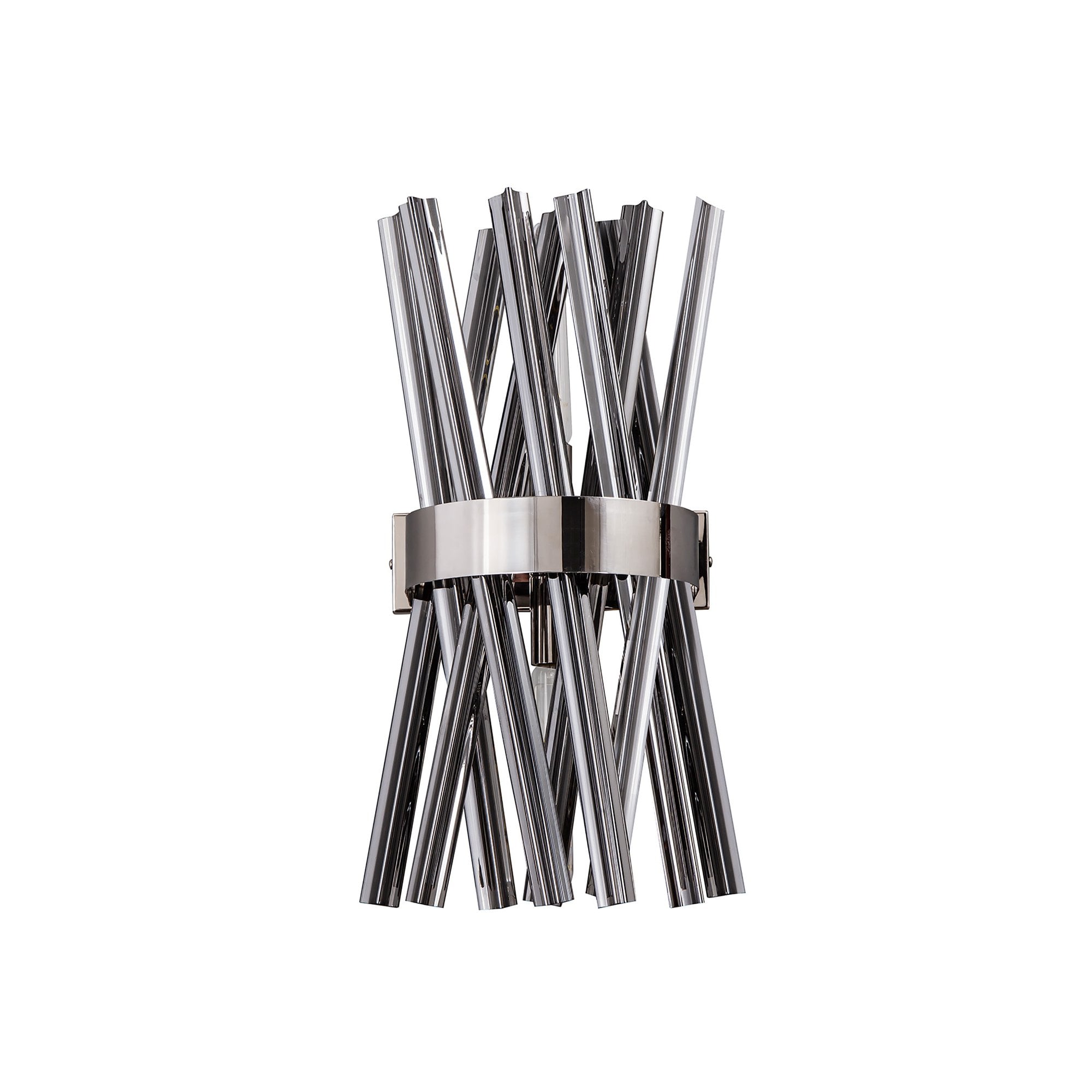 Fabula Wordworth 2 Light Wall Light - Polished Nickel & Smoke Glass