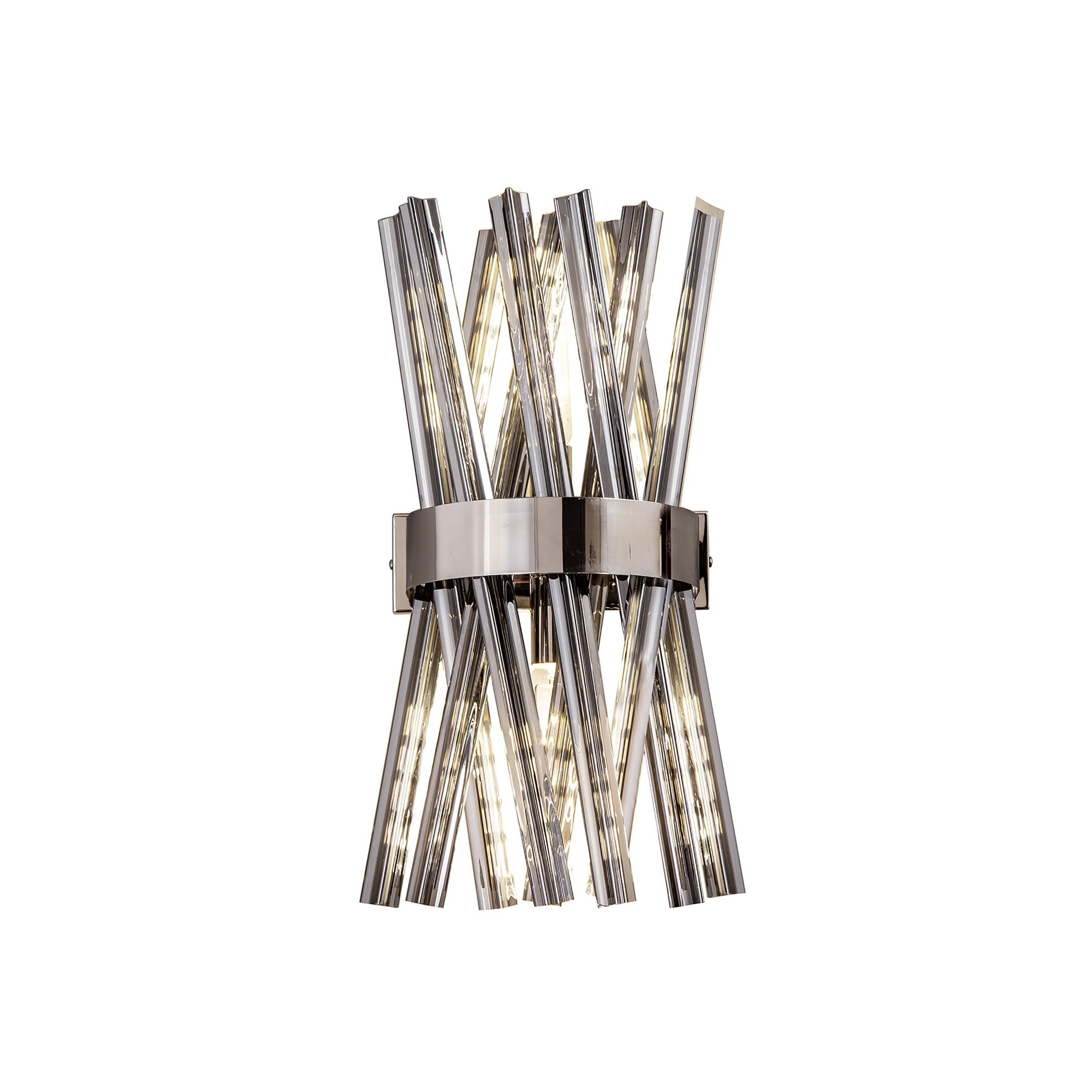 Fabula Wordworth 2 Light Wall Light - Polished Nickel & Smoke Glass