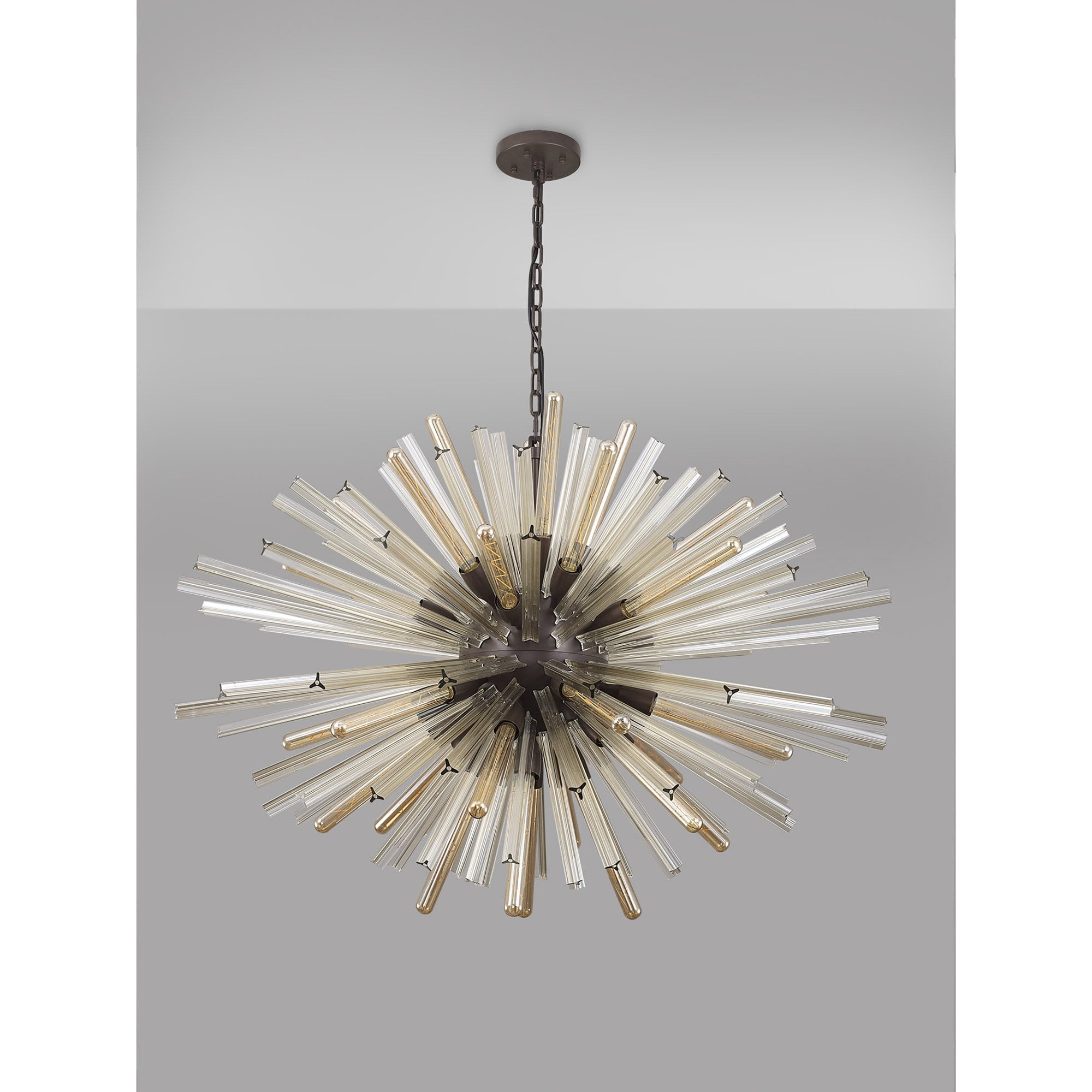 Fabula Wordworth 32 Light Oval Pendant - Brown Oxide & Champagne Glass