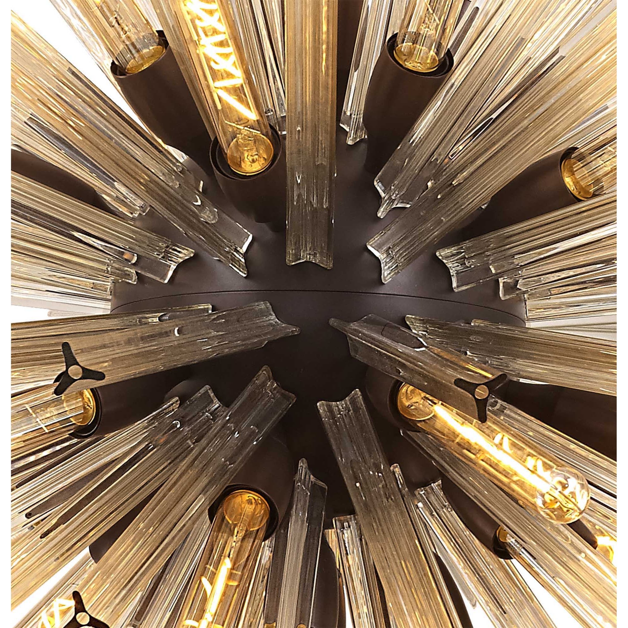 Fabula Wordworth 32 Light Oval Pendant - Brown Oxide & Champagne Glass