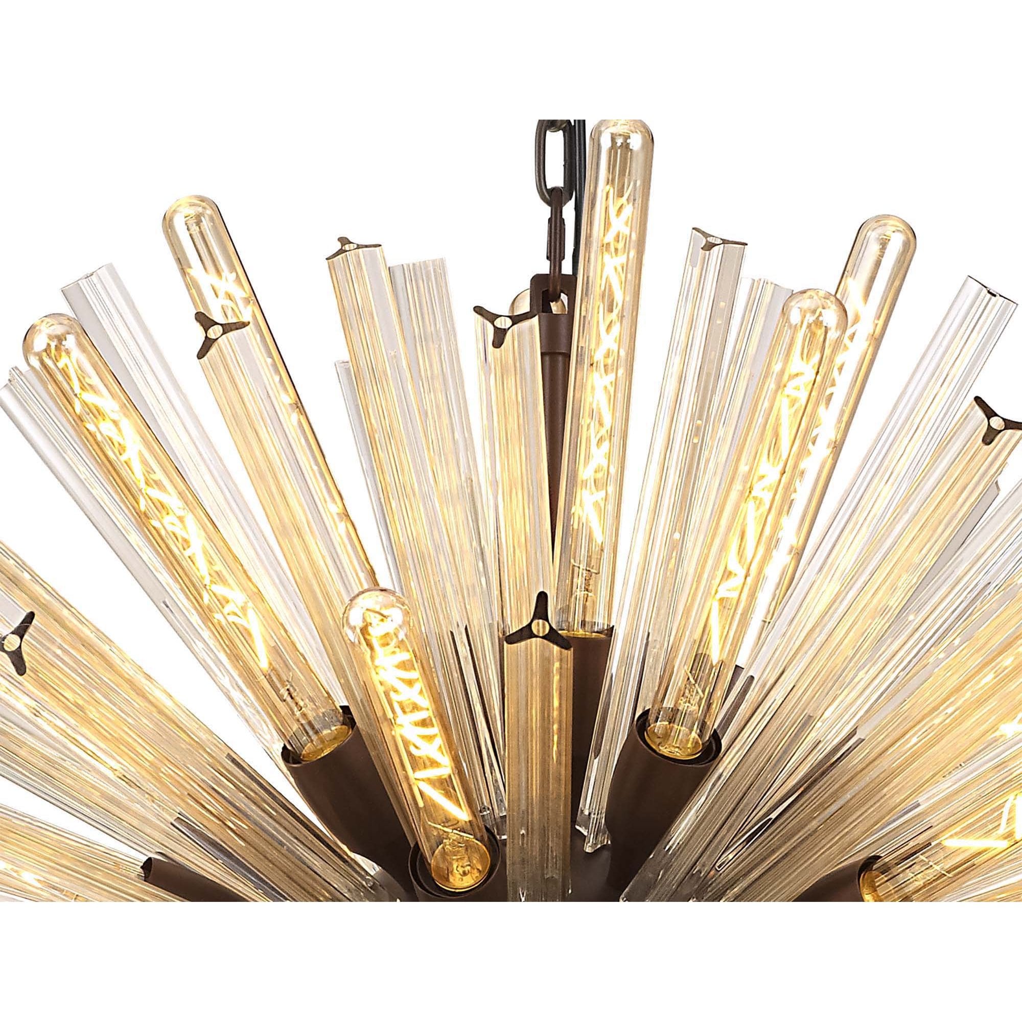 Fabula Wordworth 32 Light Oval Pendant - Brown Oxide & Champagne Glass