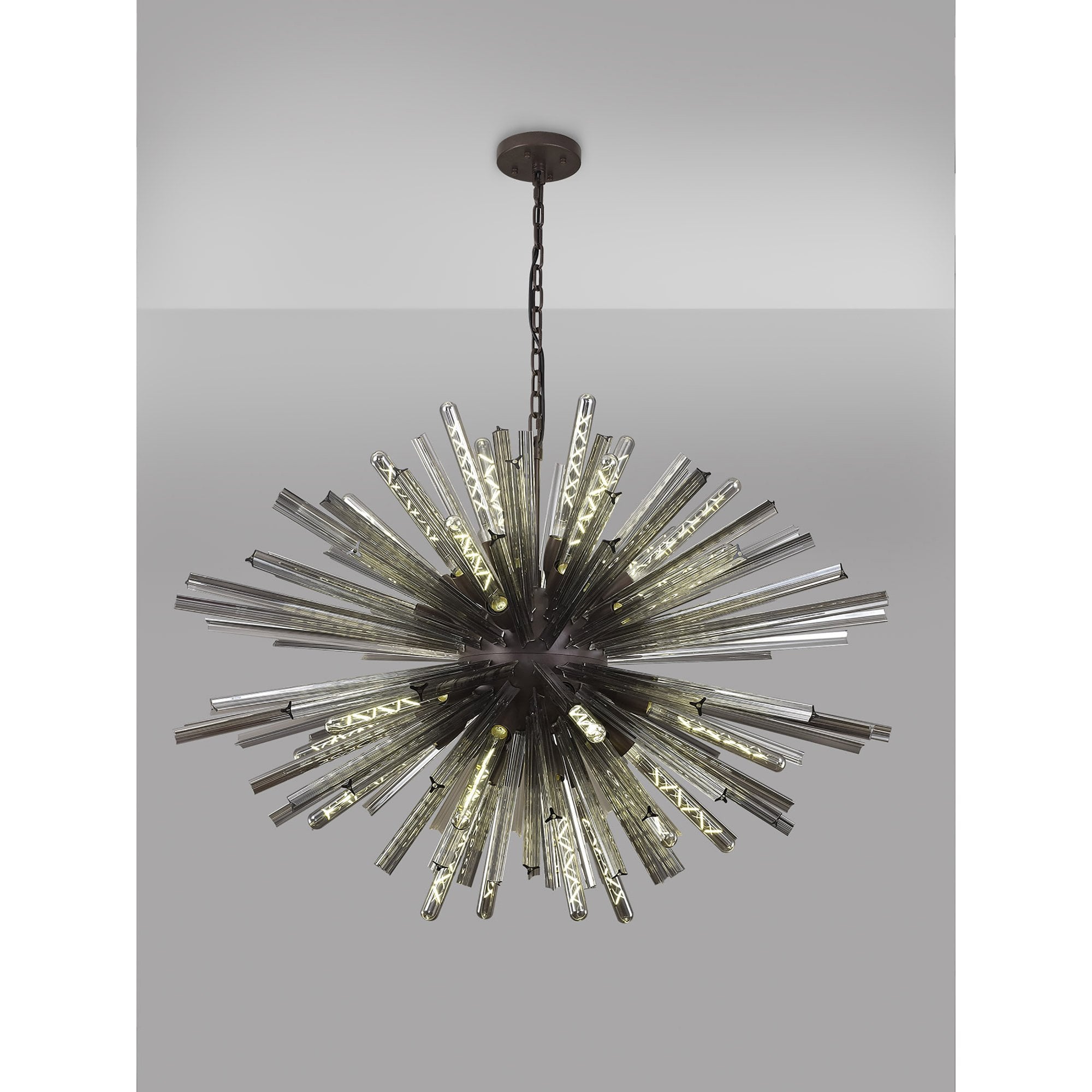 Fabula Wordworth 32 Light Oval Pendant - Brown Oxide & Smoke Glass