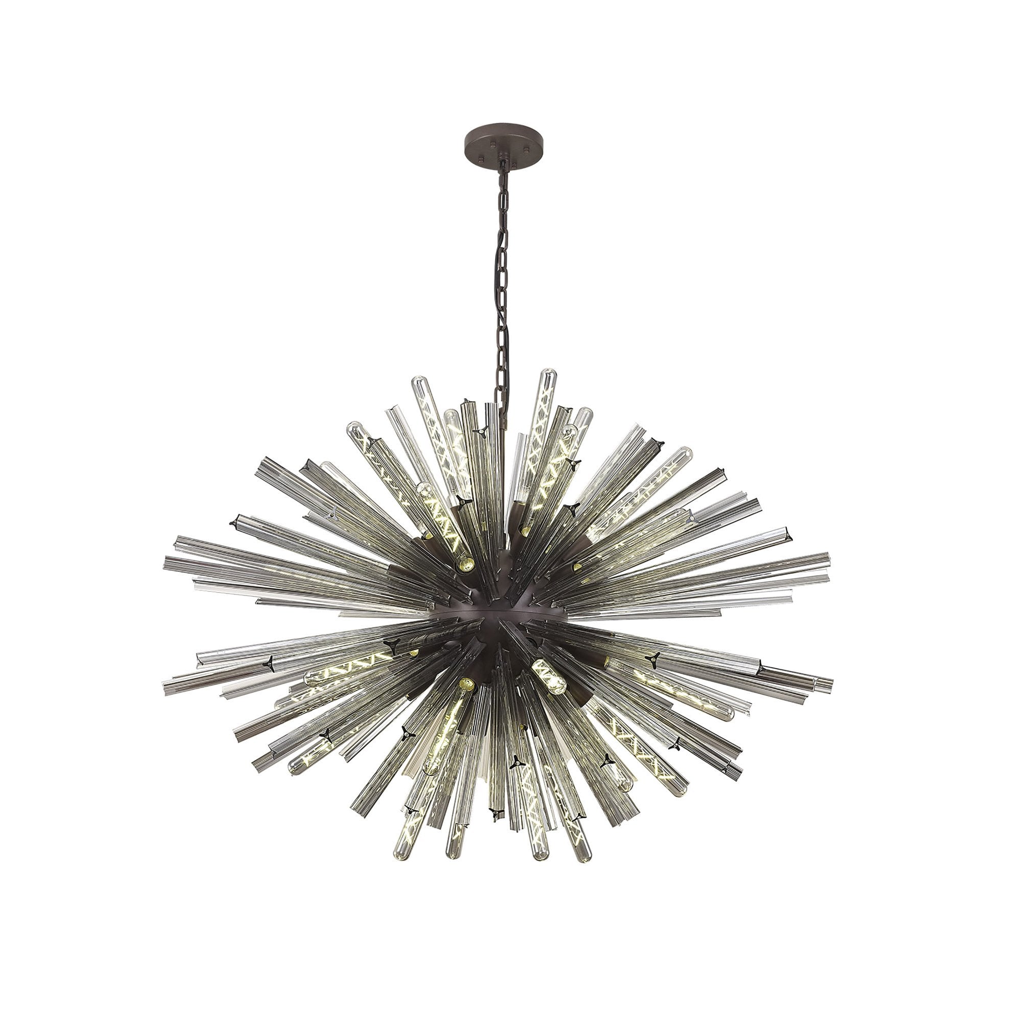 Fabula Wordworth 32 Light Oval Pendant - Brown Oxide & Smoke Glass