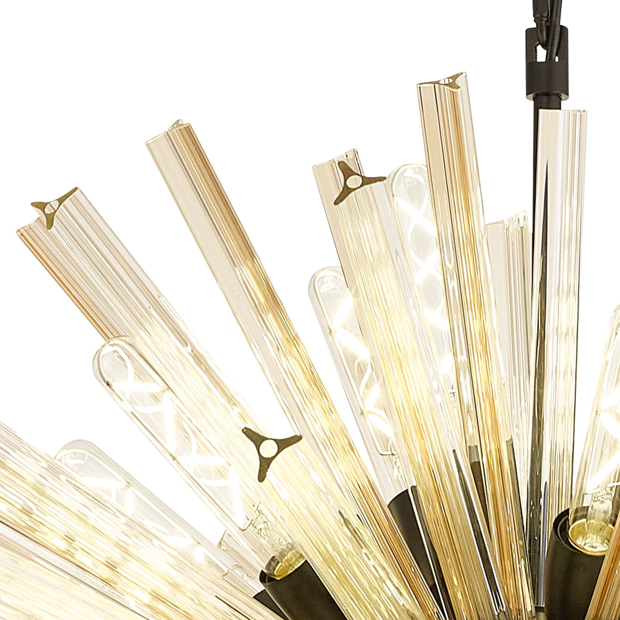 Fabula Wordworth 32 Light Oval Pendant - Matt Black & Champagne Glass