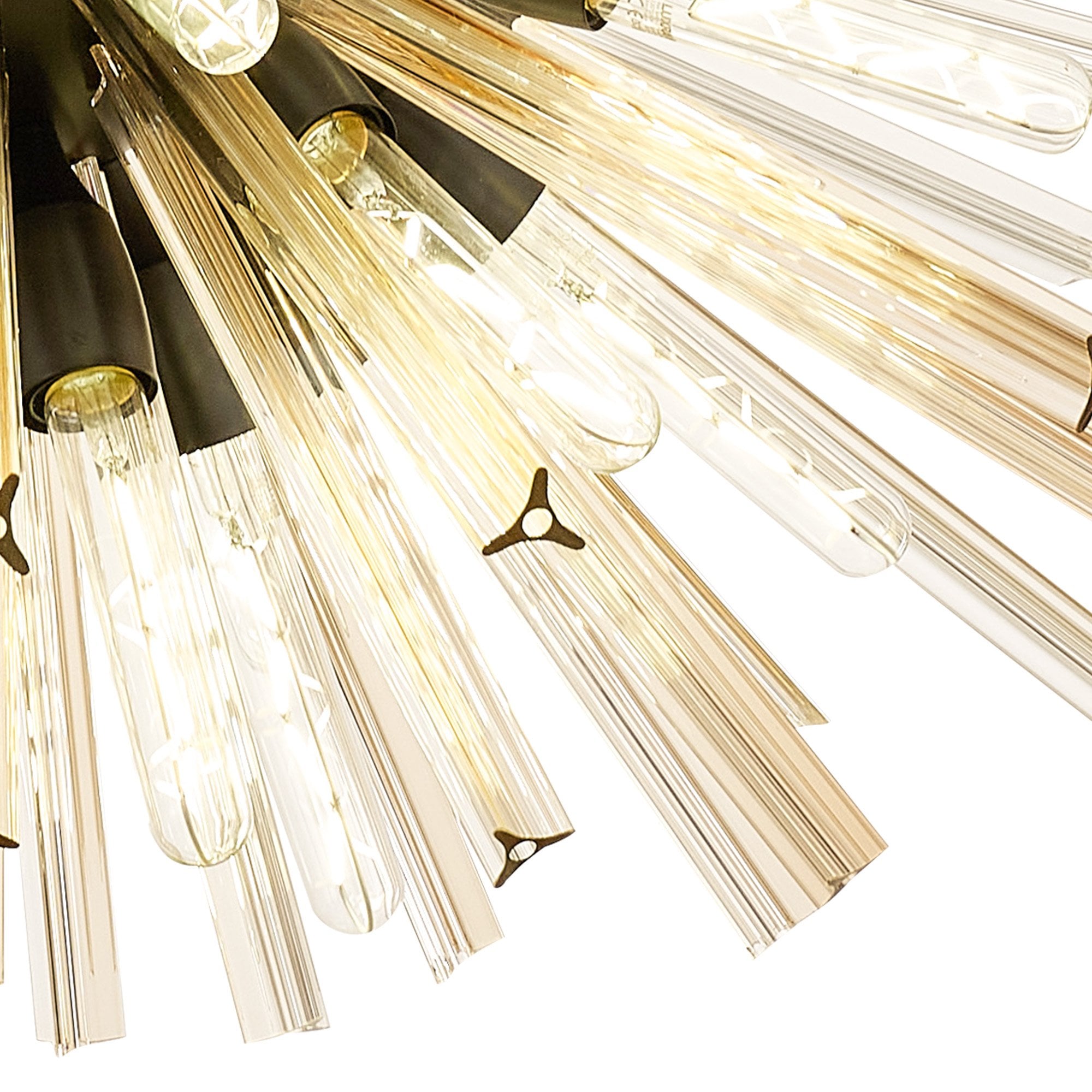 Fabula Wordworth 32 Light Oval Pendant - Matt Black & Champagne Glass