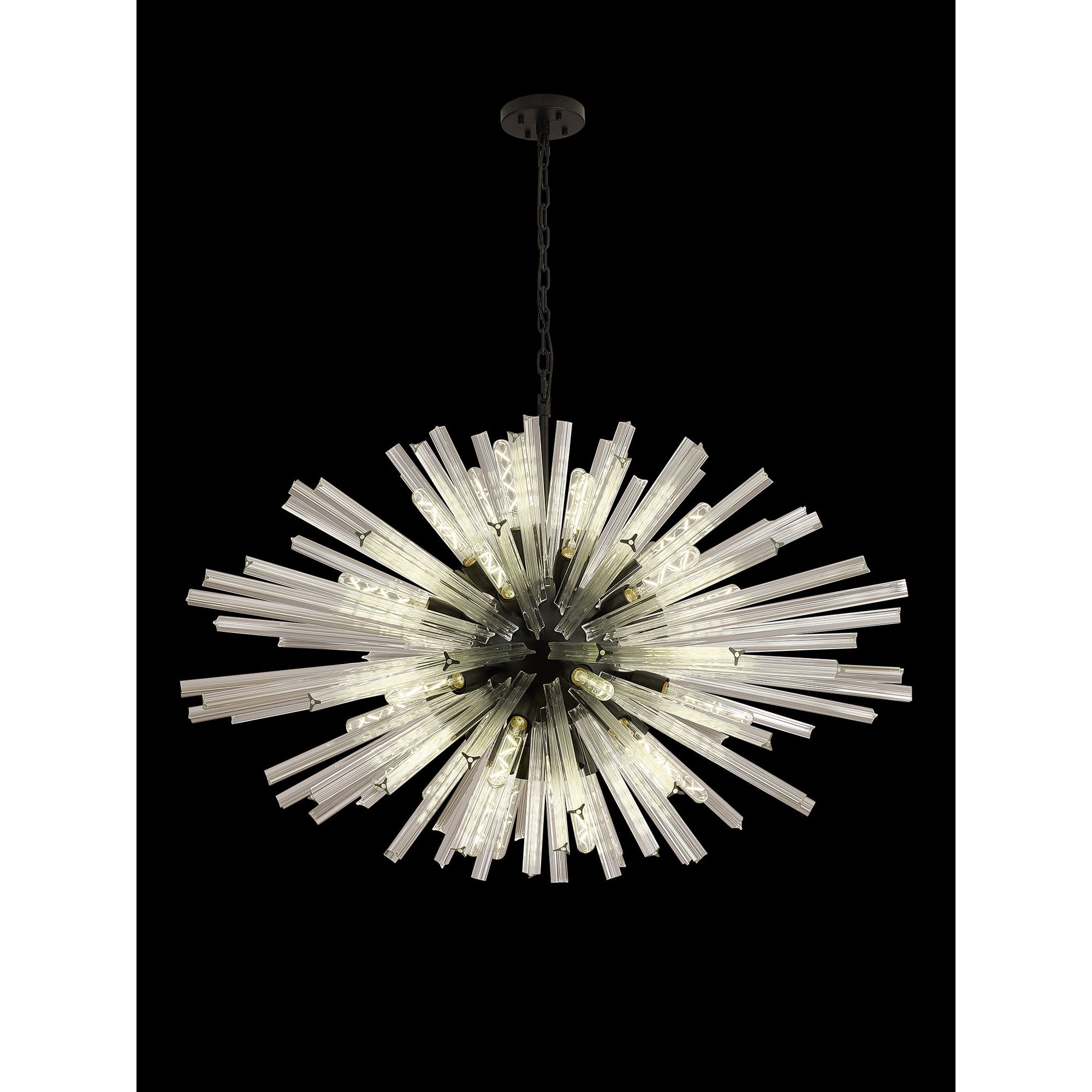 Fabula Wordworth 32 Light Oval Pendant - Matt Black & Clear Glass
