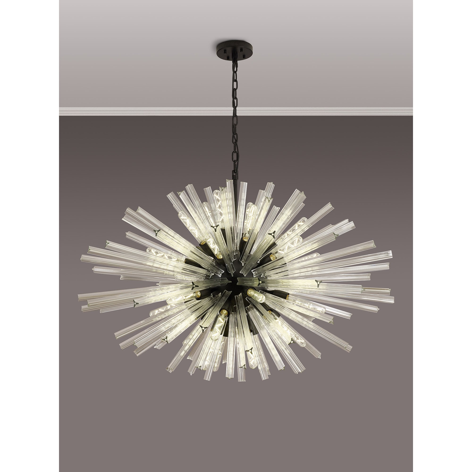 Fabula Wordworth 32 Light Oval Pendant - Matt Black & Clear Glass