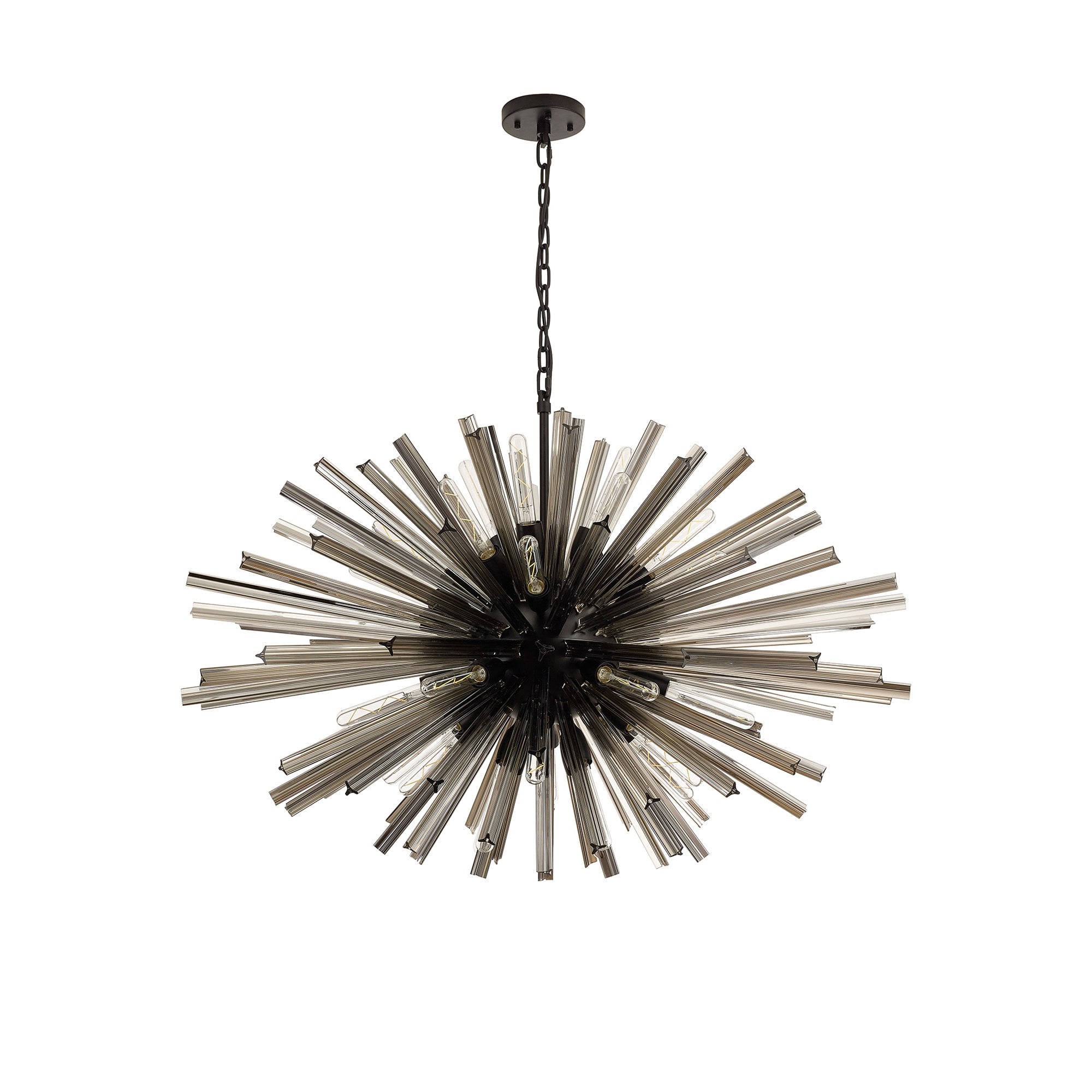 Fabula Wordworth 32 Light Oval Pendant - Matt Black & Smoke Glass