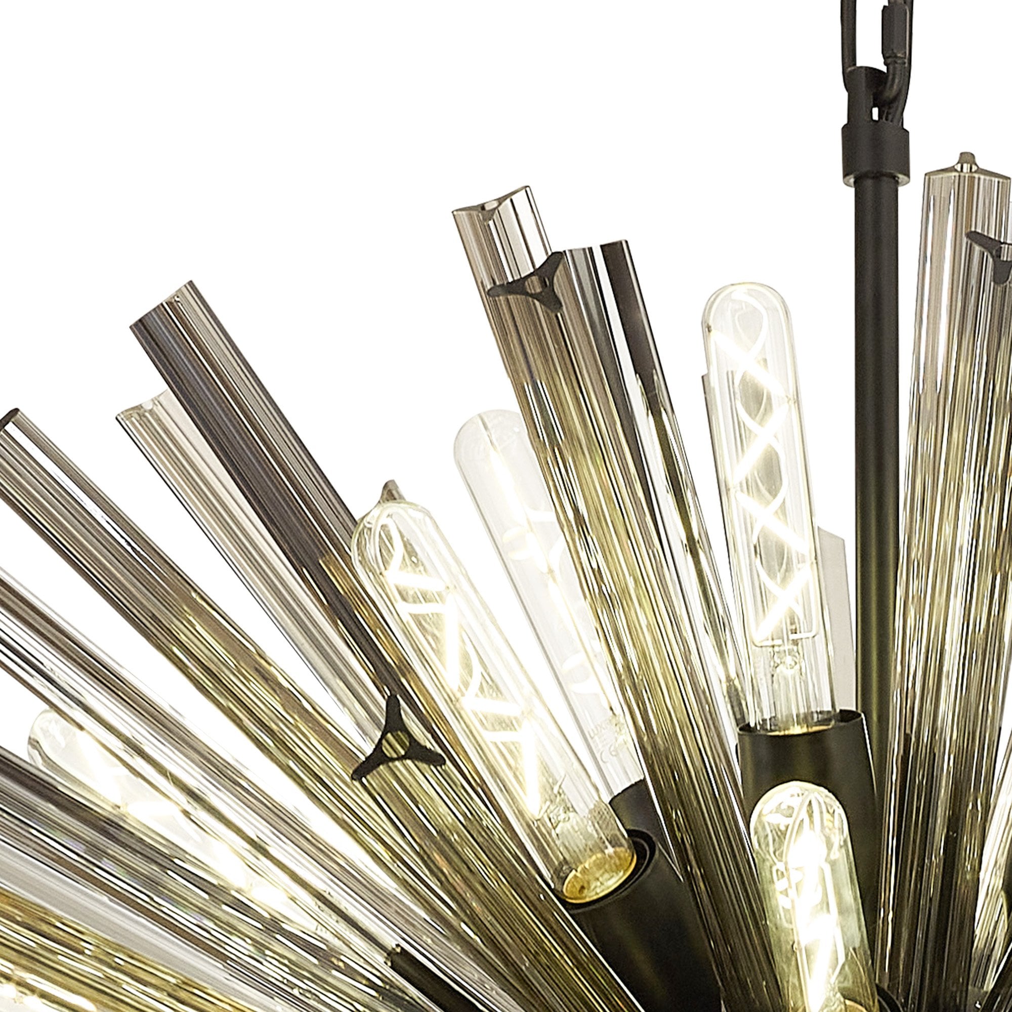 Fabula Wordworth 32 Light Oval Pendant - Matt Black & Smoke Glass