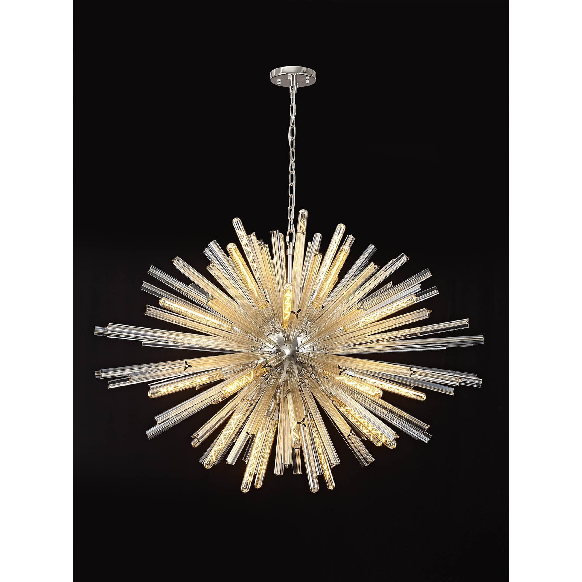 Fabula Wordworth 32 Light Oval Pendant - Polished Nickel & Champagne Glass