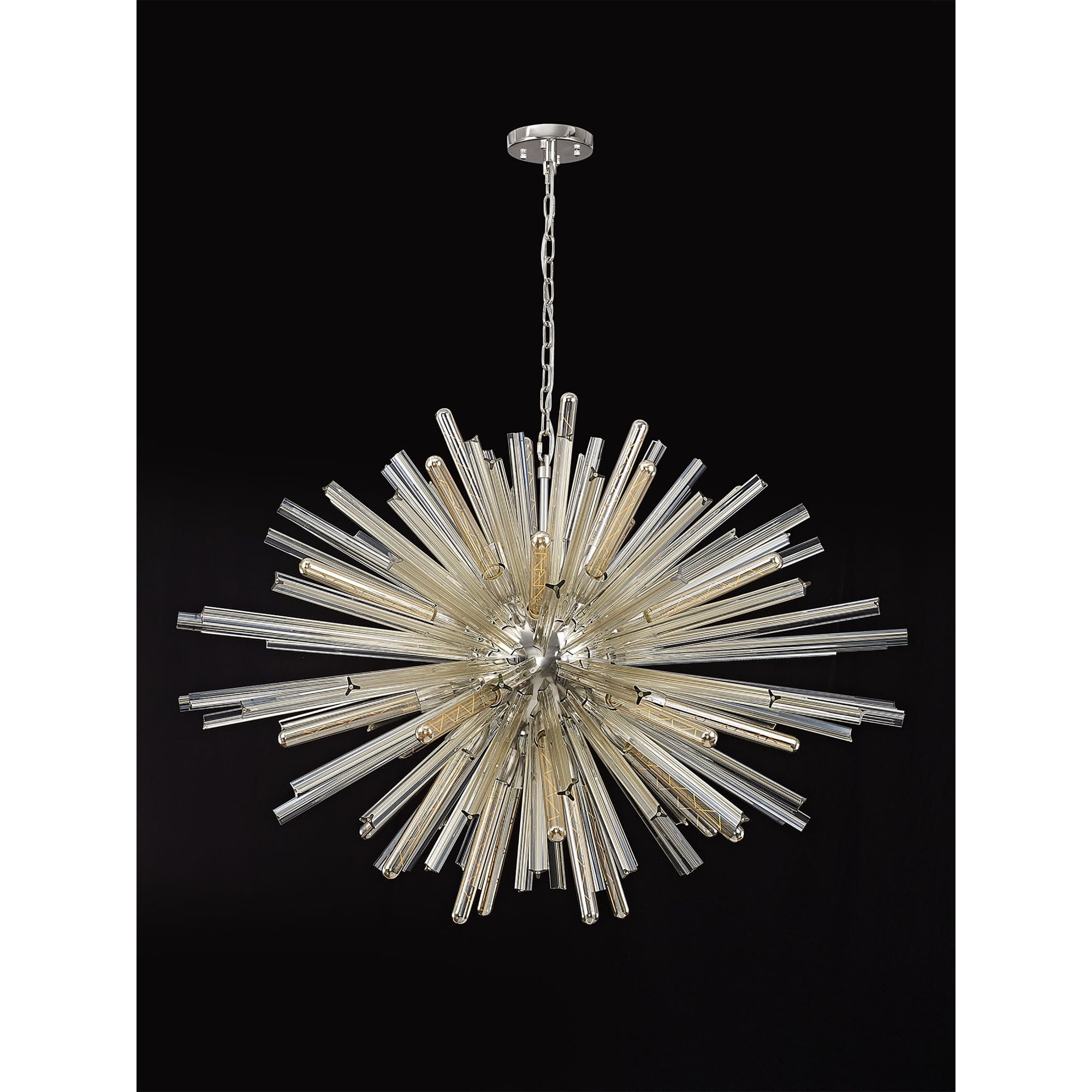 Fabula Wordworth 32 Light Oval Pendant - Polished Nickel & Champagne Glass