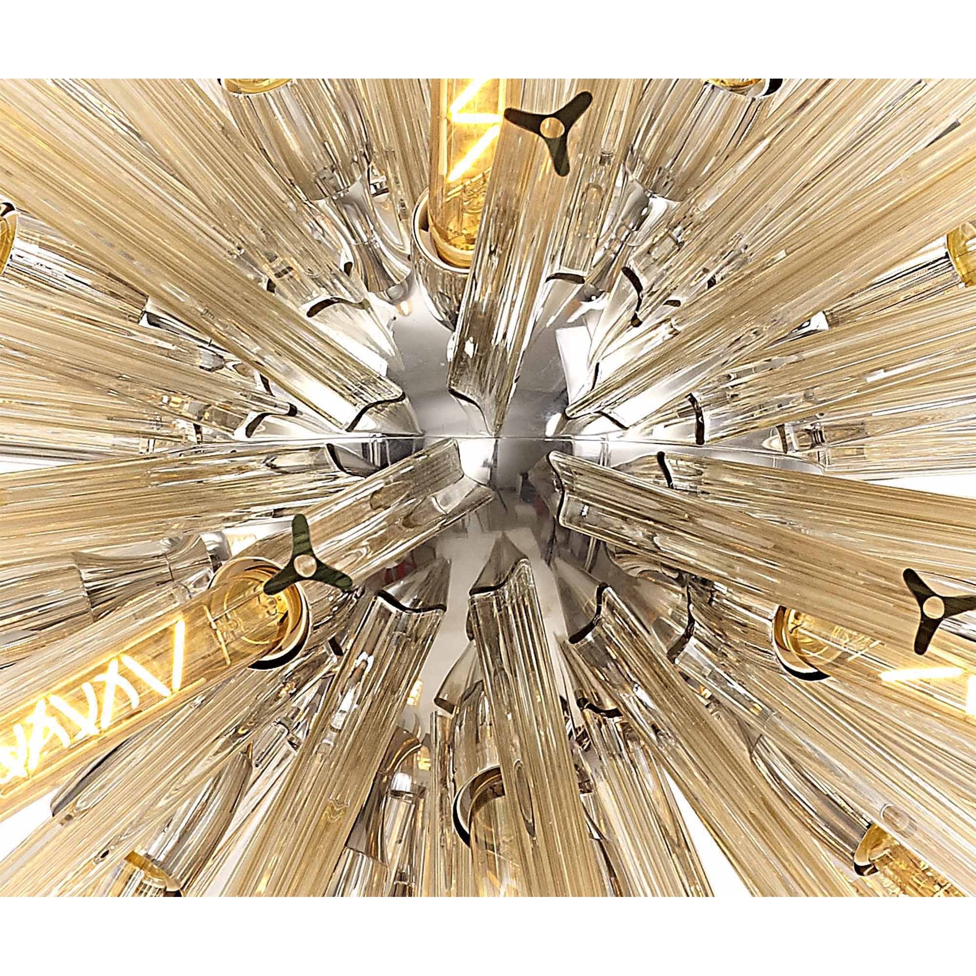 Fabula Wordworth 32 Light Oval Pendant - Polished Nickel & Champagne Glass