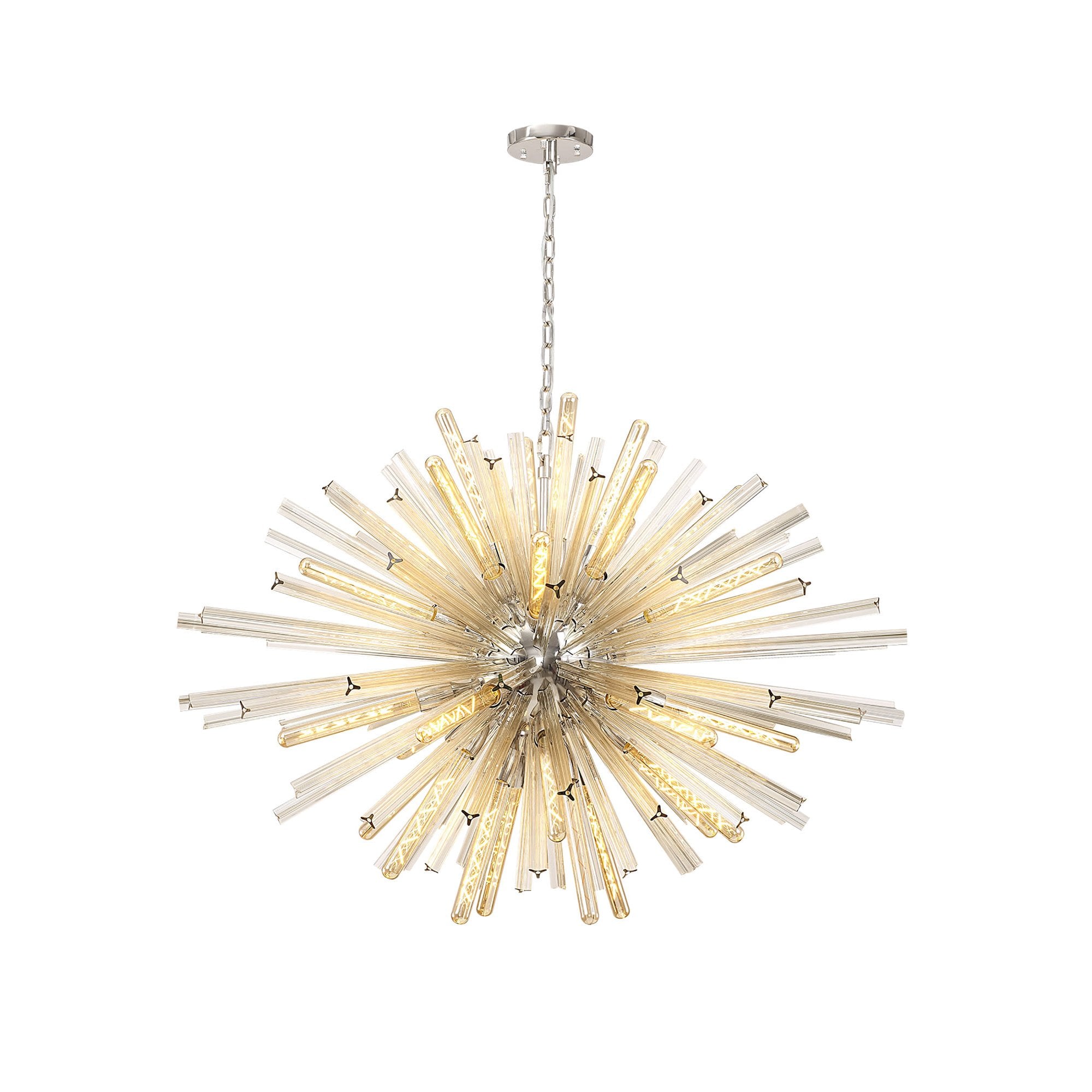 Fabula Wordworth 32 Light Oval Pendant - Polished Nickel & Champagne Glass