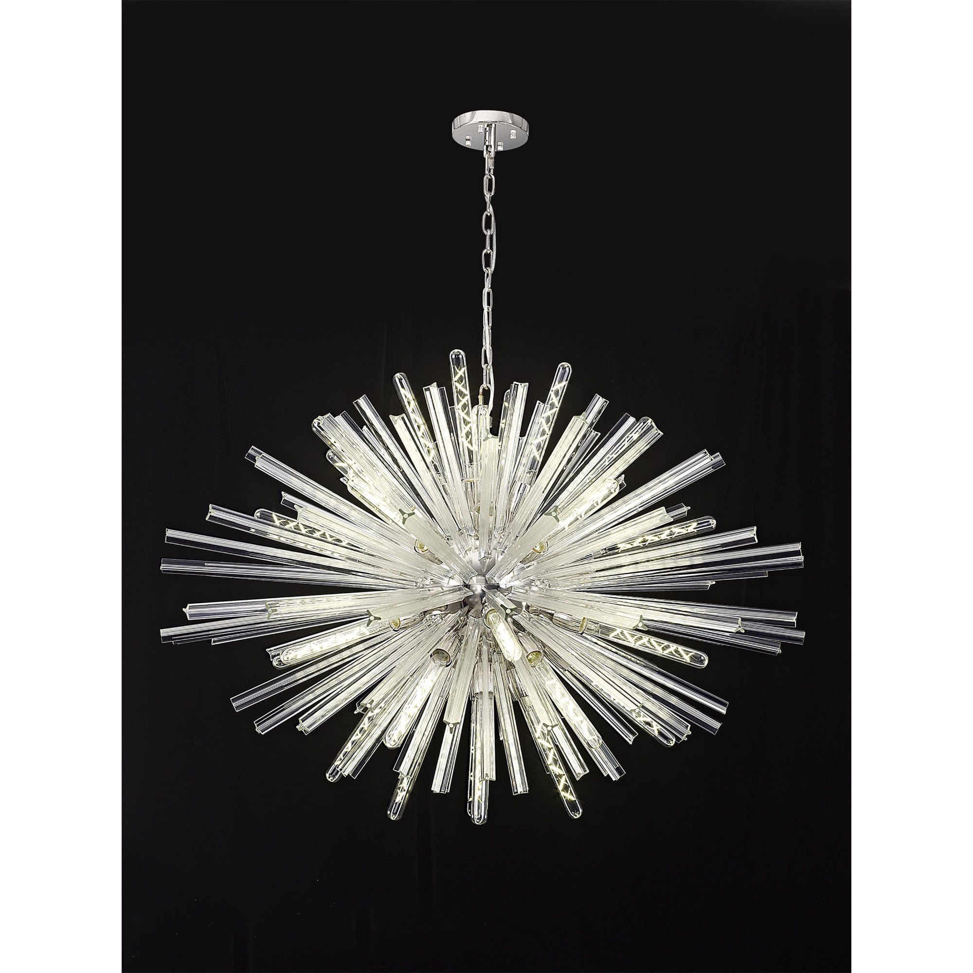 Fabula Wordworth 32 Light Oval Pendant - Polished Nickel & Clear Glass