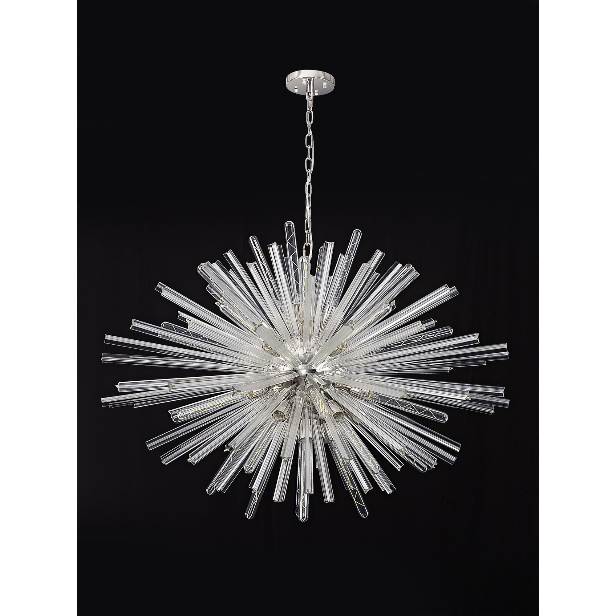 Fabula Wordworth 32 Light Oval Pendant - Polished Nickel & Clear Glass