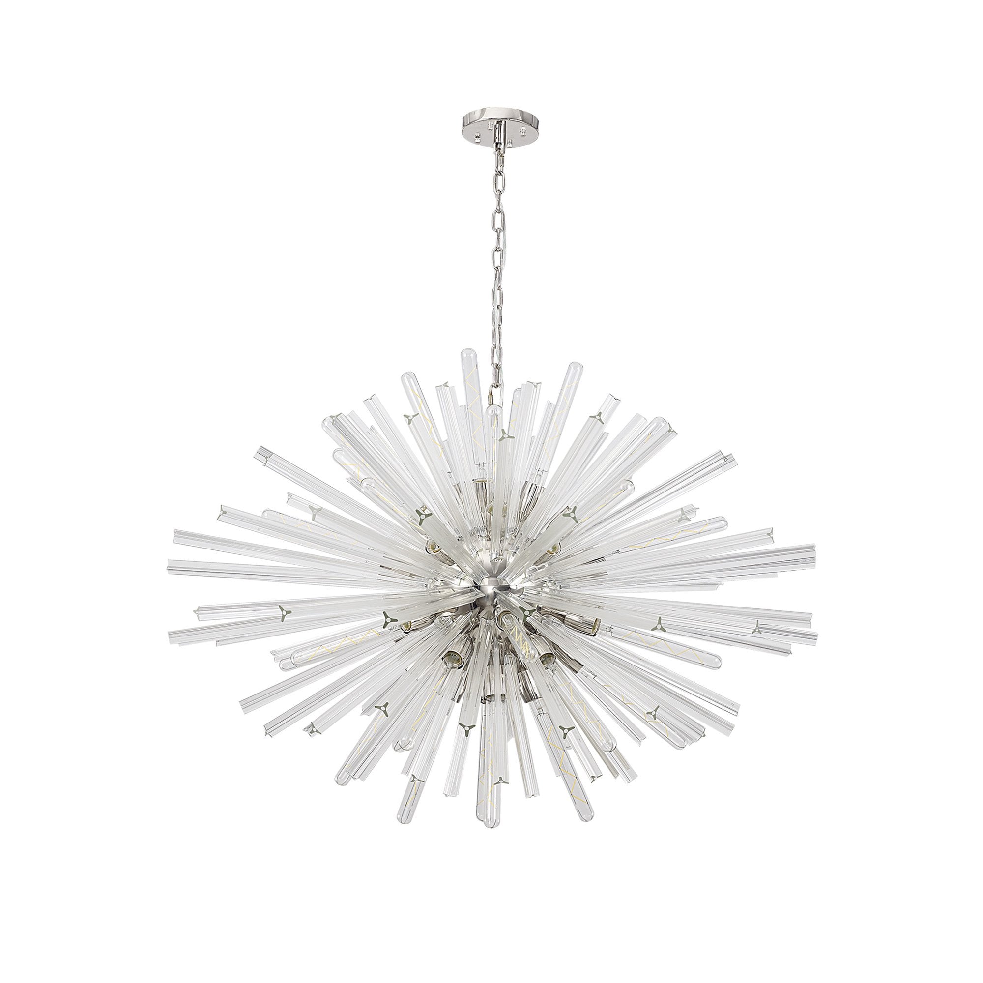 Fabula Wordworth 32 Light Oval Pendant - Polished Nickel & Clear Glass