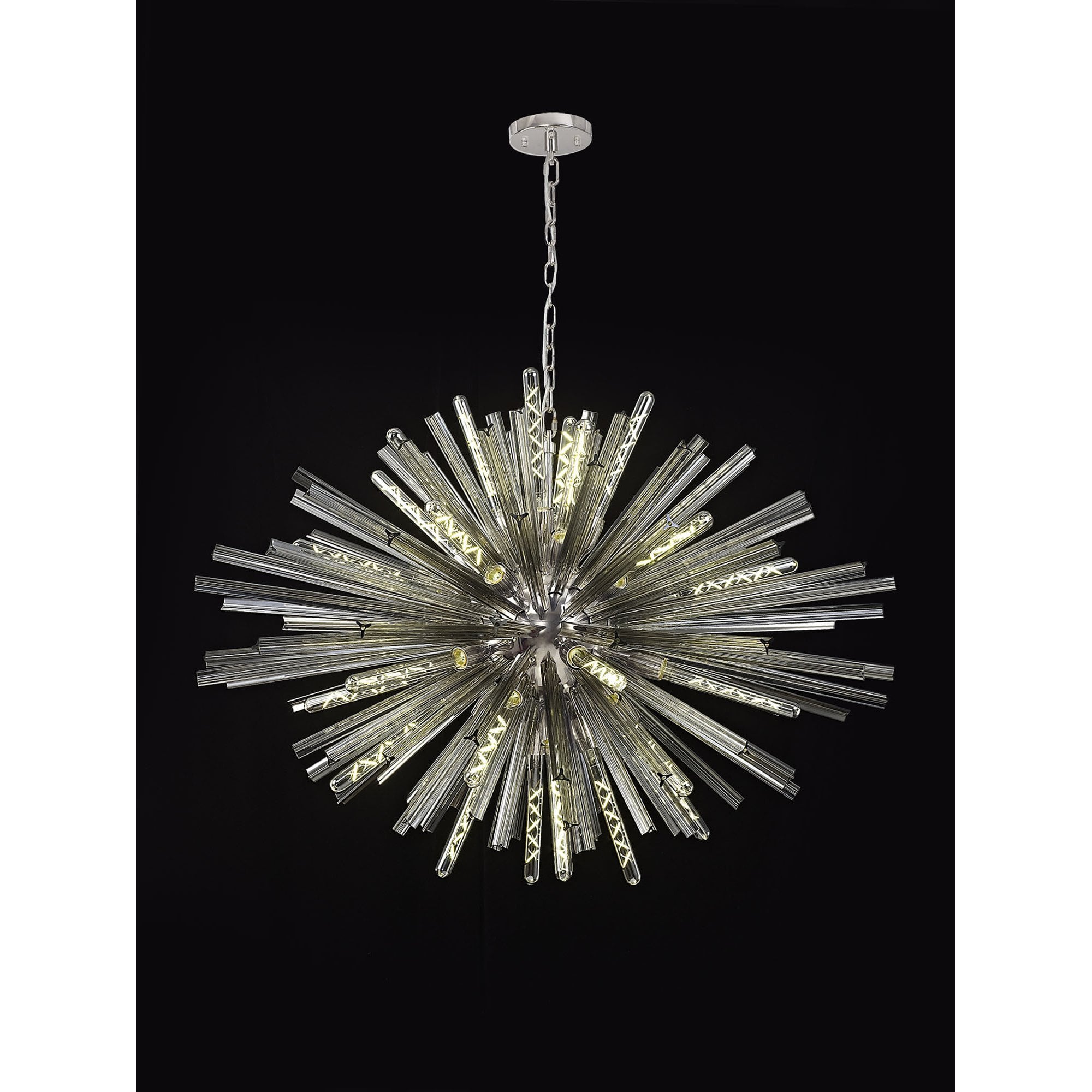 Fabula Wordworth 32 Light Oval Pendant - Polished Nickel & Smoke Glass