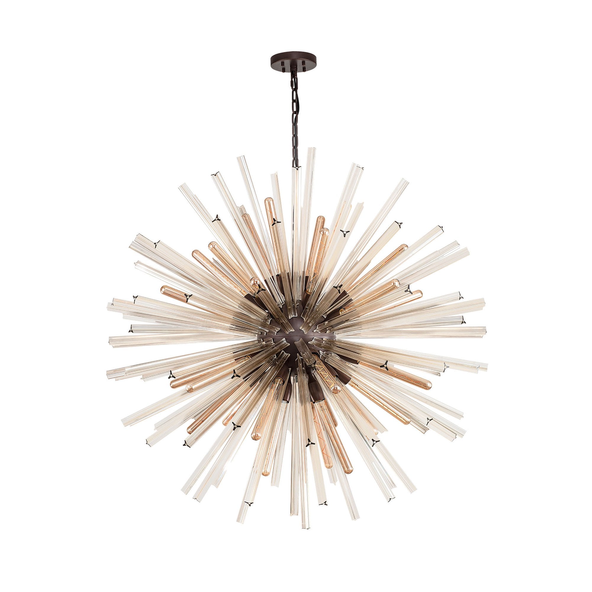 Fabula Wordworth 32 Light Round Pendant - Brown Oxide & Champagne Glass