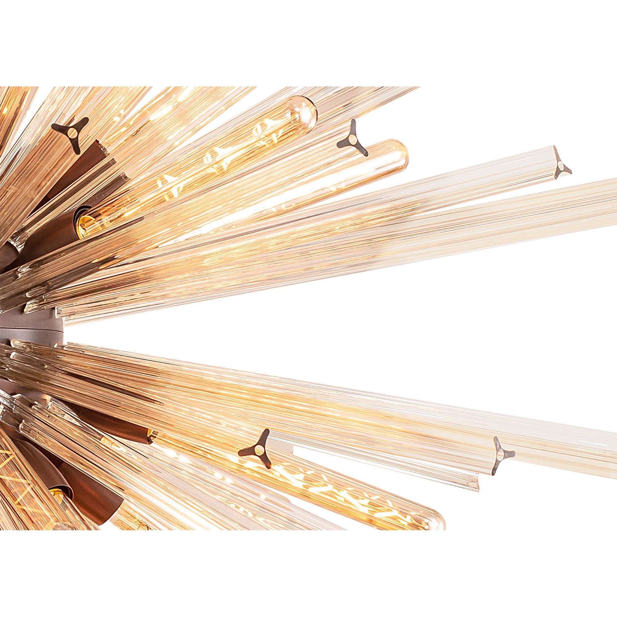 Fabula Wordworth 32 Light Round Pendant - Brown Oxide & Champagne Glass