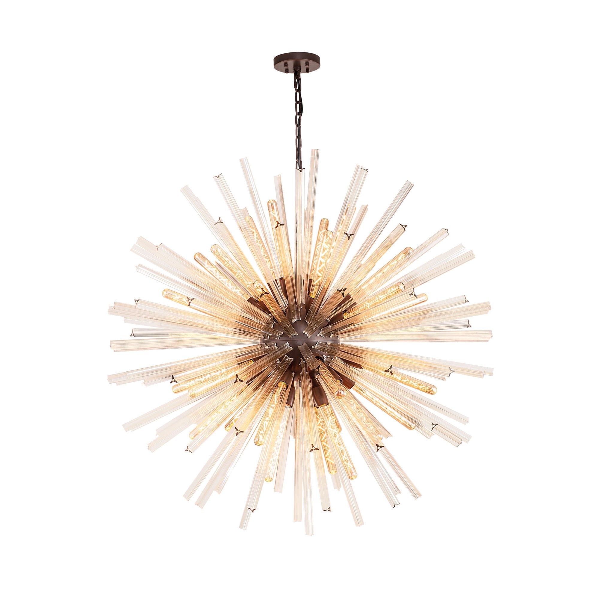Fabula Wordworth 32 Light Round Pendant - Brown Oxide & Champagne Glass