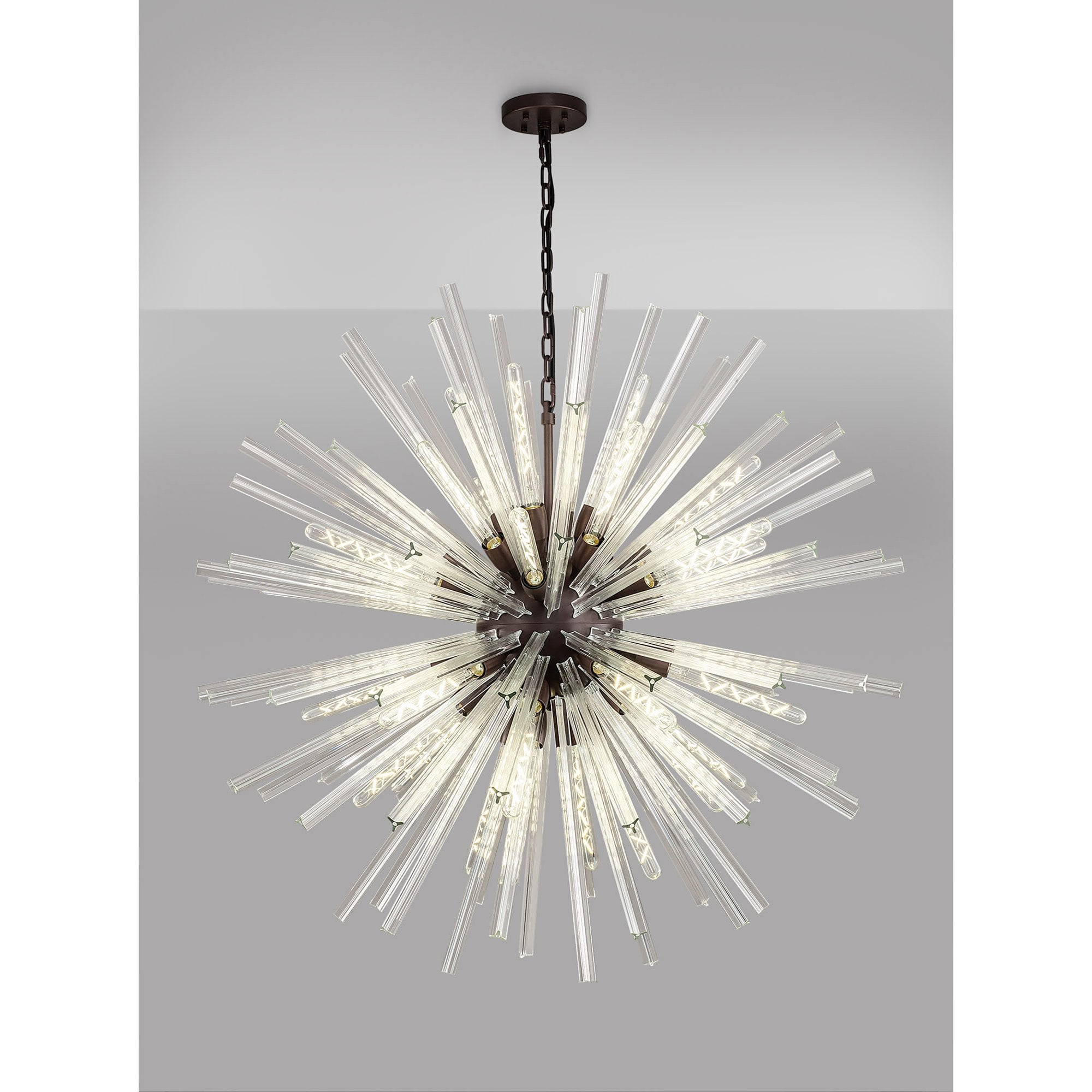 Fabula Wordworth 32 Light Round Pendant - Brown Oxide & Clear Glass