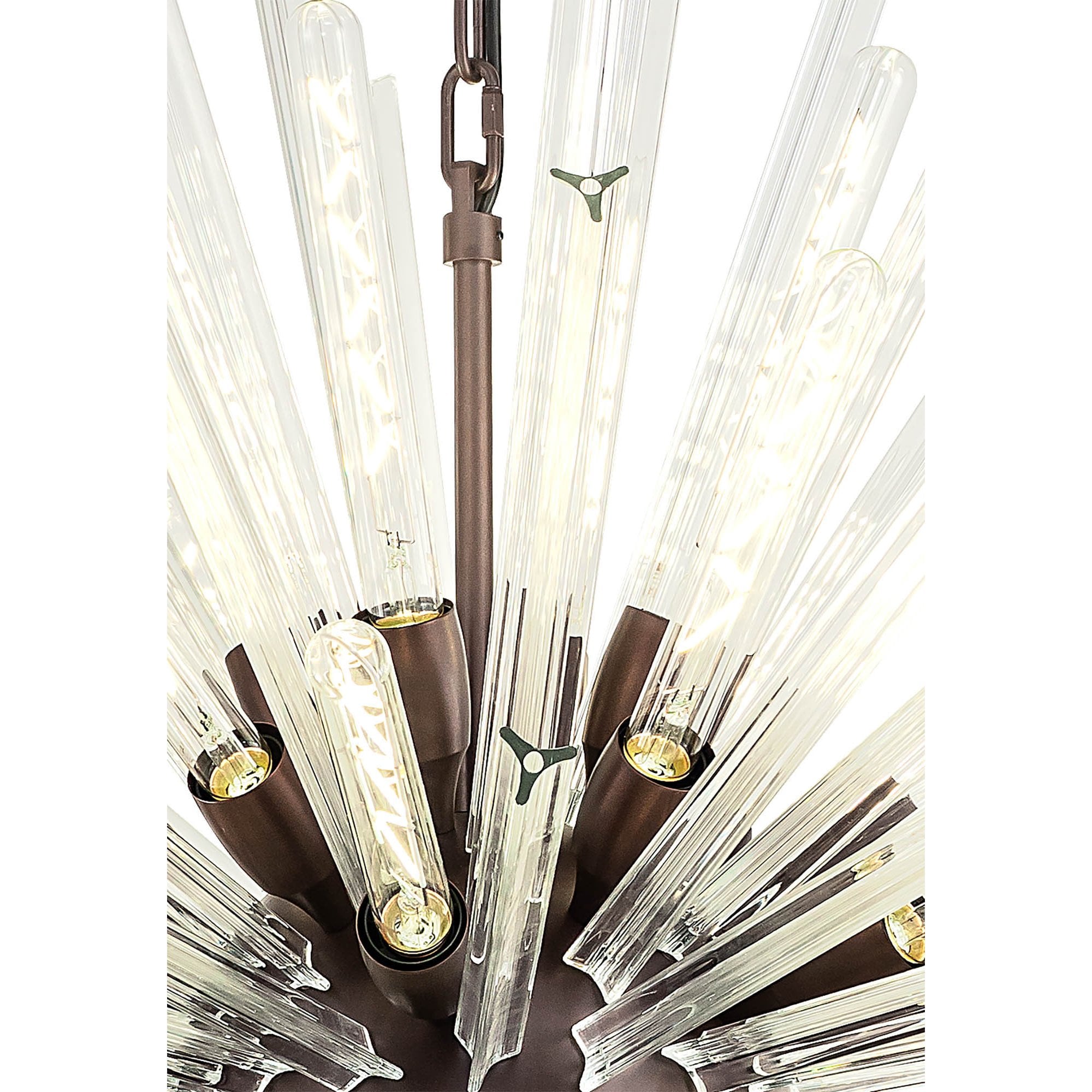 Fabula Wordworth 32 Light Round Pendant - Brown Oxide & Clear Glass