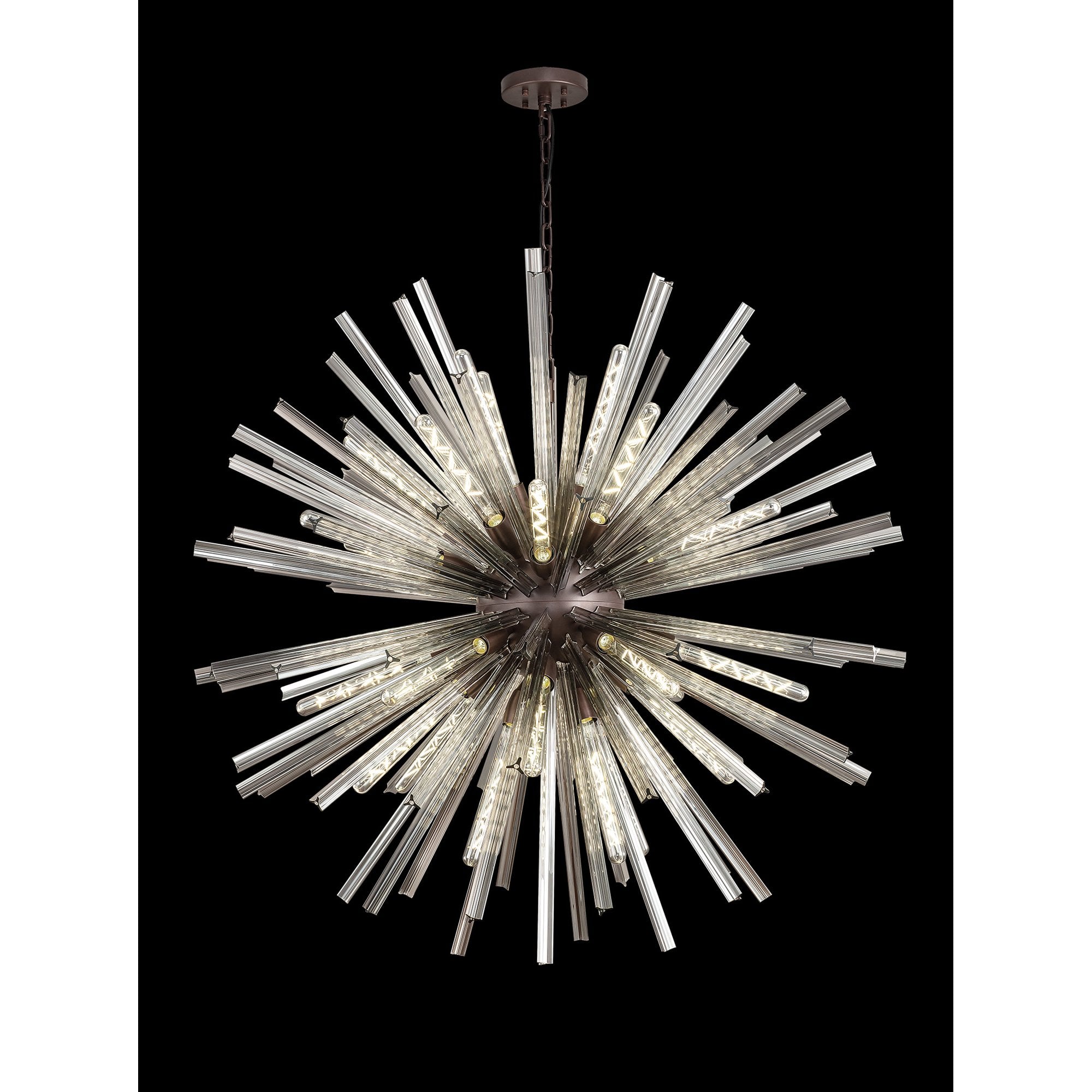 Fabula Wordworth 32 Light Round Pendant - Brown Oxide & Smoke Glass