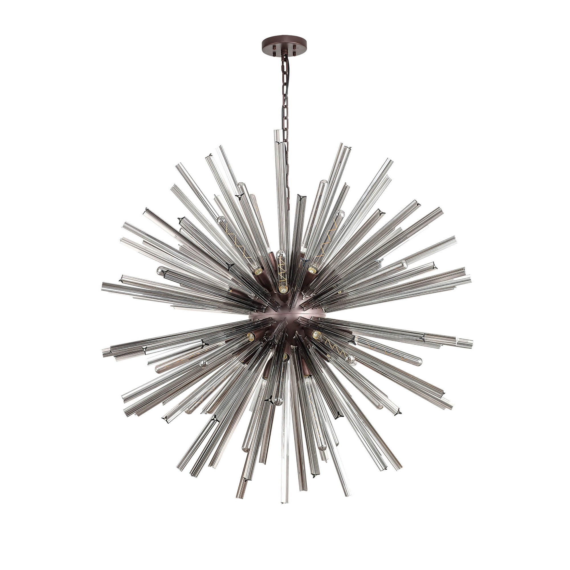 Fabula Wordworth 32 Light Round Pendant - Brown Oxide & Smoke Glass