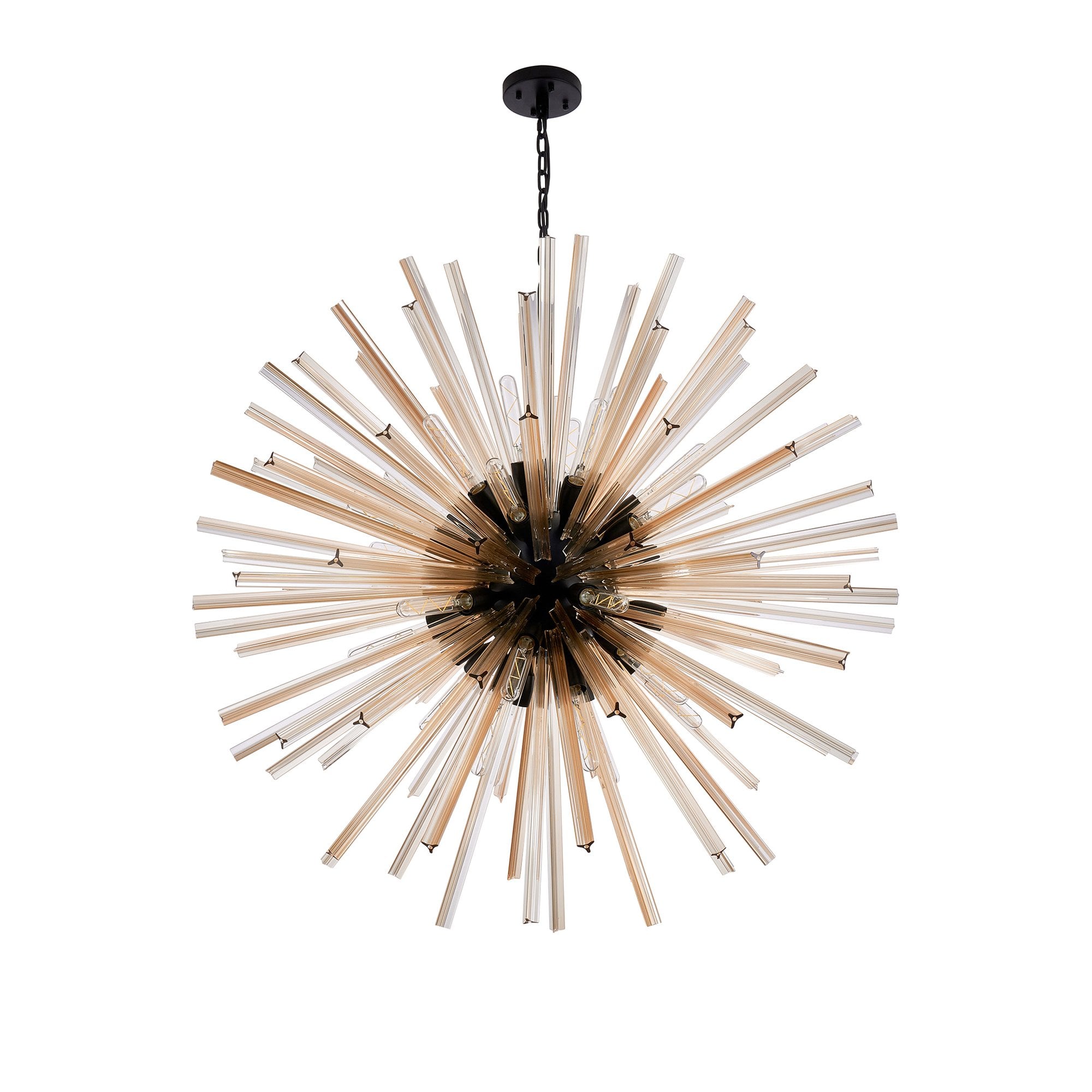 Fabula Wordworth 32 Light Round Pendant - Matt Black & Champagne Glass