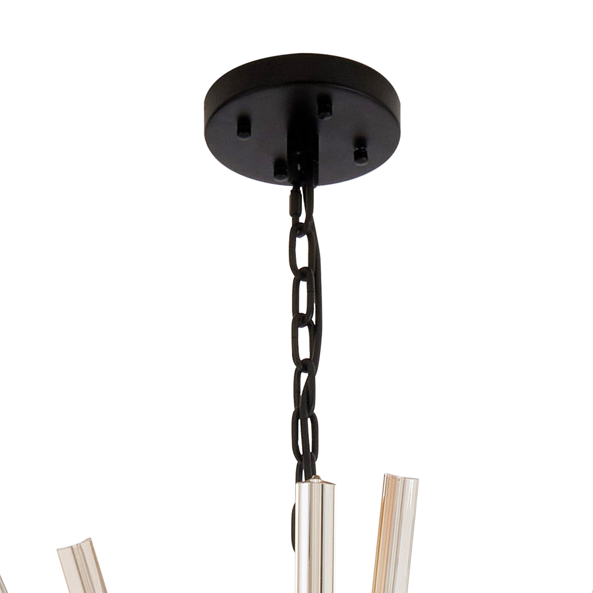 Fabula Wordworth 32 Light Round Pendant - Matt Black & Champagne Glass