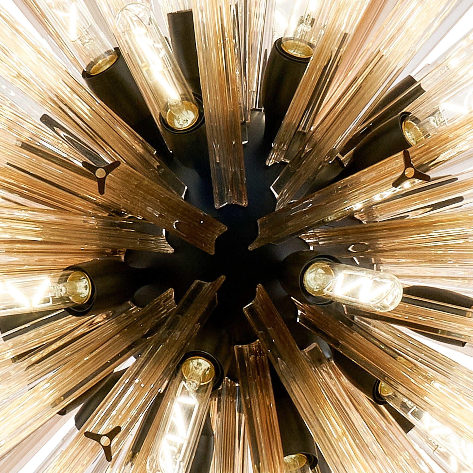 Fabula Wordworth 32 Light Round Pendant - Matt Black & Champagne Glass