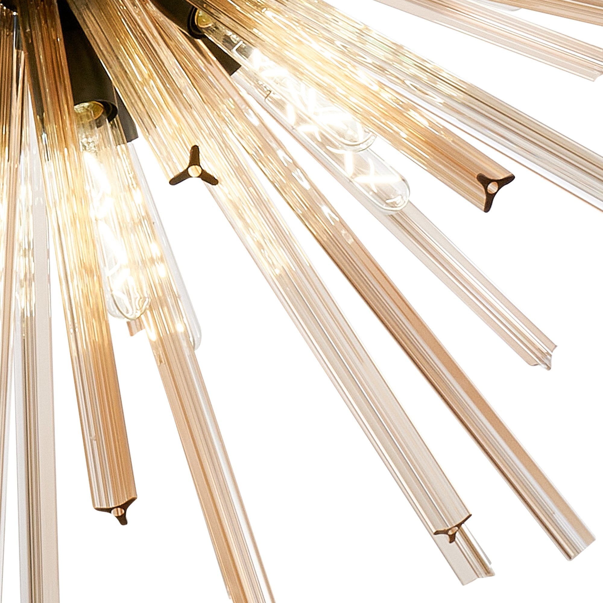 Fabula Wordworth 32 Light Round Pendant - Matt Black & Champagne Glass