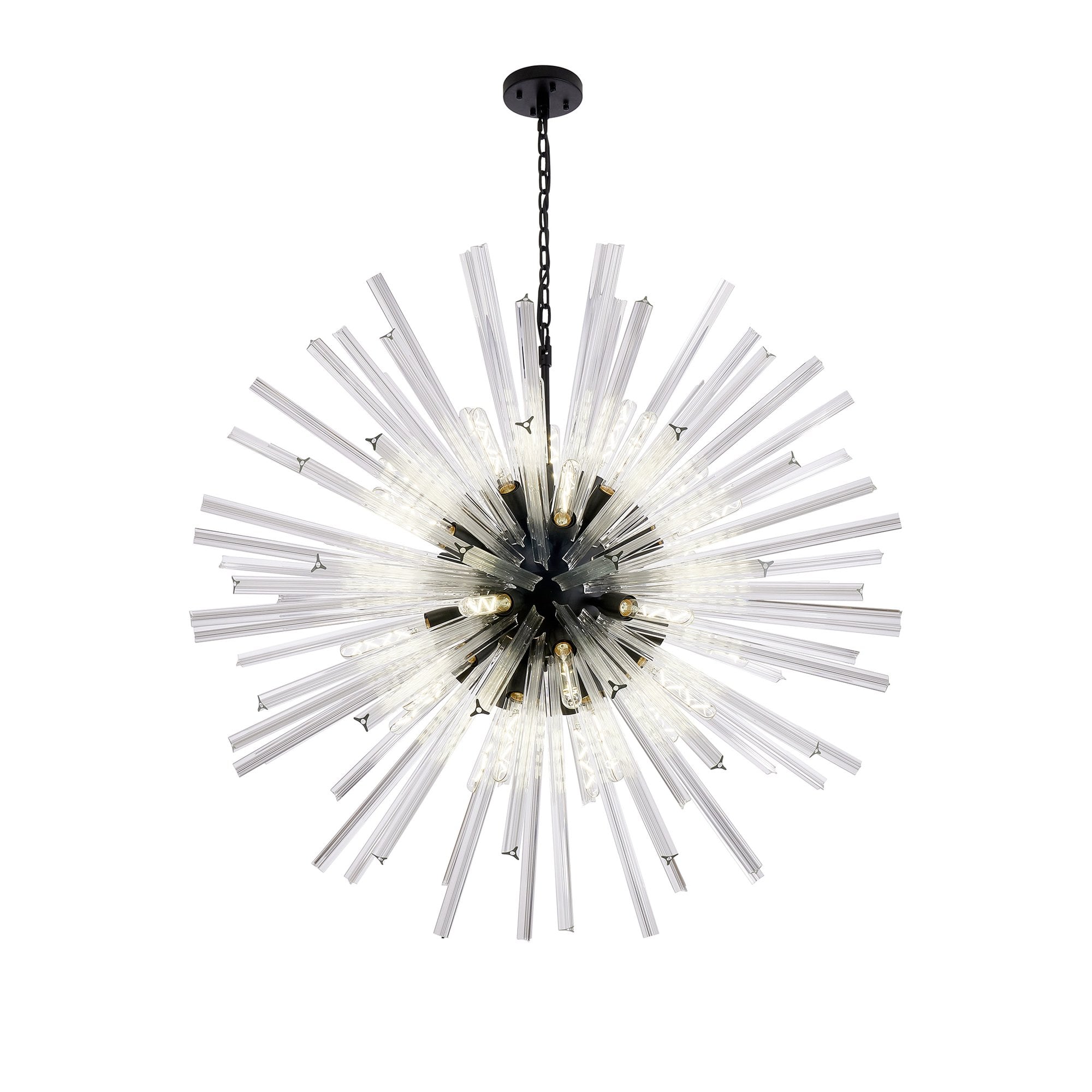 Fabula Wordworth 32 Light Round Pendant - Matt Black & Clear Glass