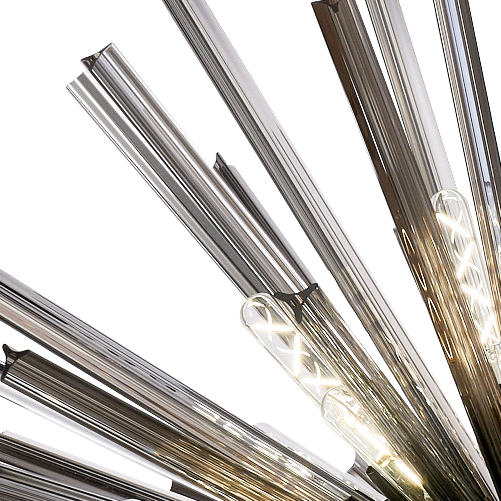 Fabula Wordworth 32 Light Round Pendant - Matt Black & Smoke Glass