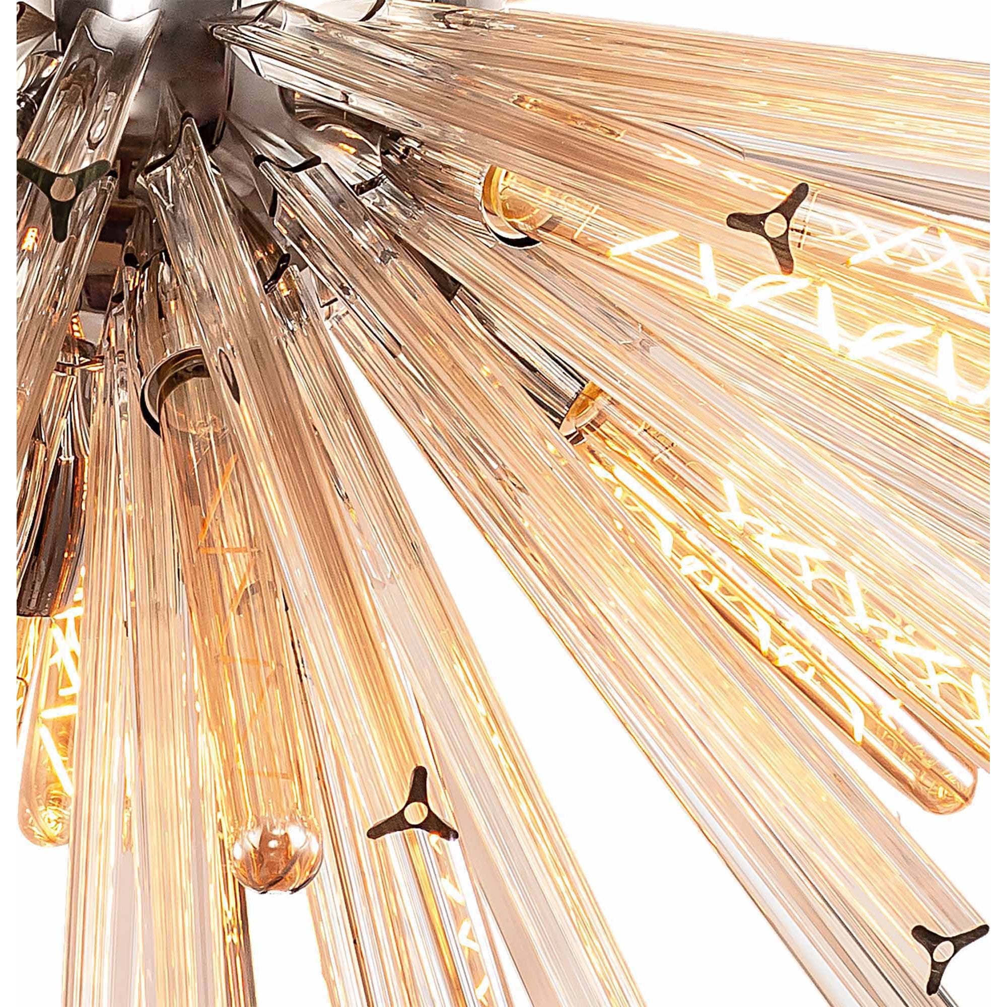 Fabula Wordworth 32 Light Round Pendant - Polished Nickel & Champagne Glass