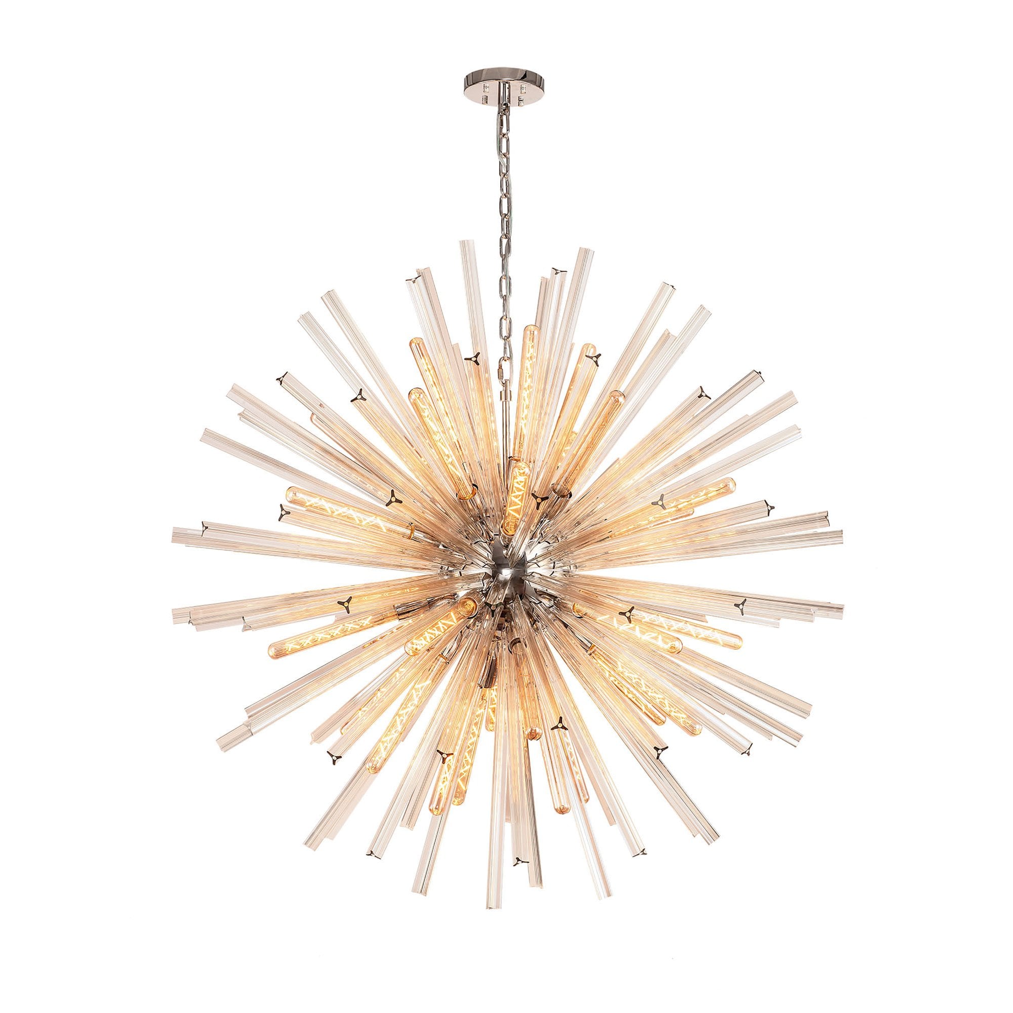 Fabula Wordworth 32 Light Round Pendant - Polished Nickel & Champagne Glass