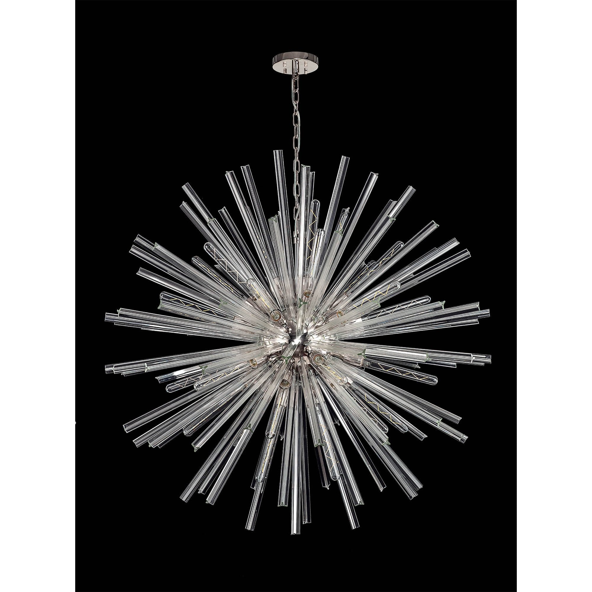 Fabula Wordworth 32 Light Round Pendant - Polished Nickel & Clear Glass