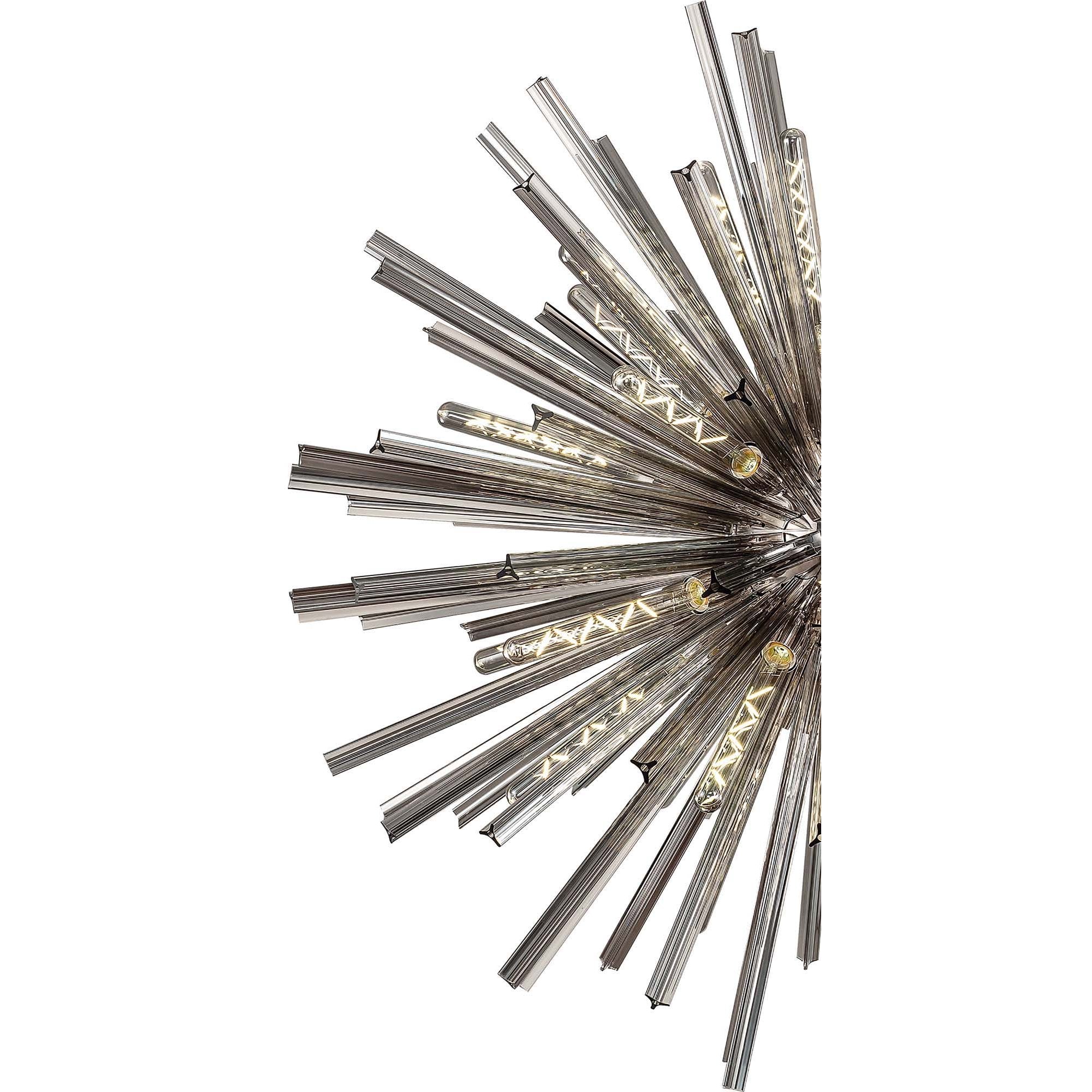 Fabula Wordworth 32 Light Round Pendant - Polished Nickel & Smoke Glass