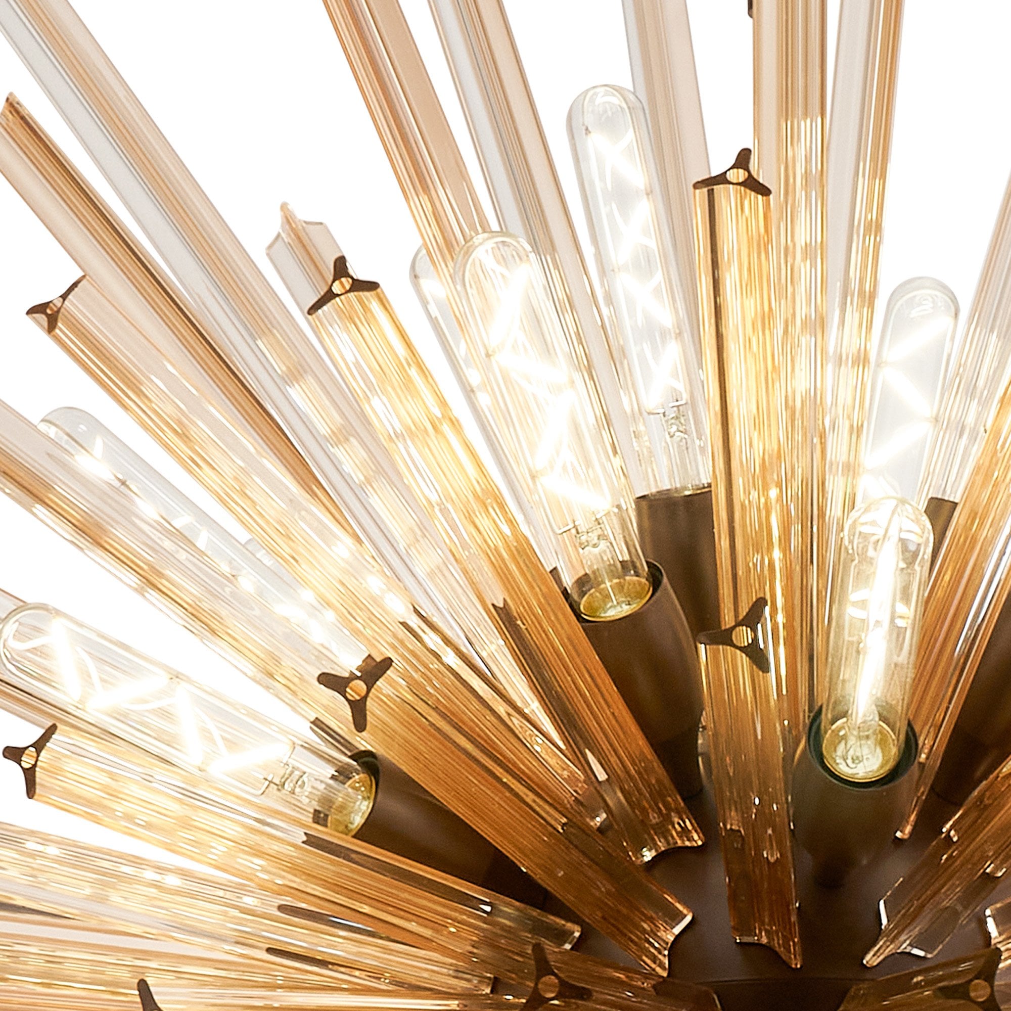 Fabula Wordworth 32 Light Vertical Oval Pendant - Brown Oxide & Champagne Glass