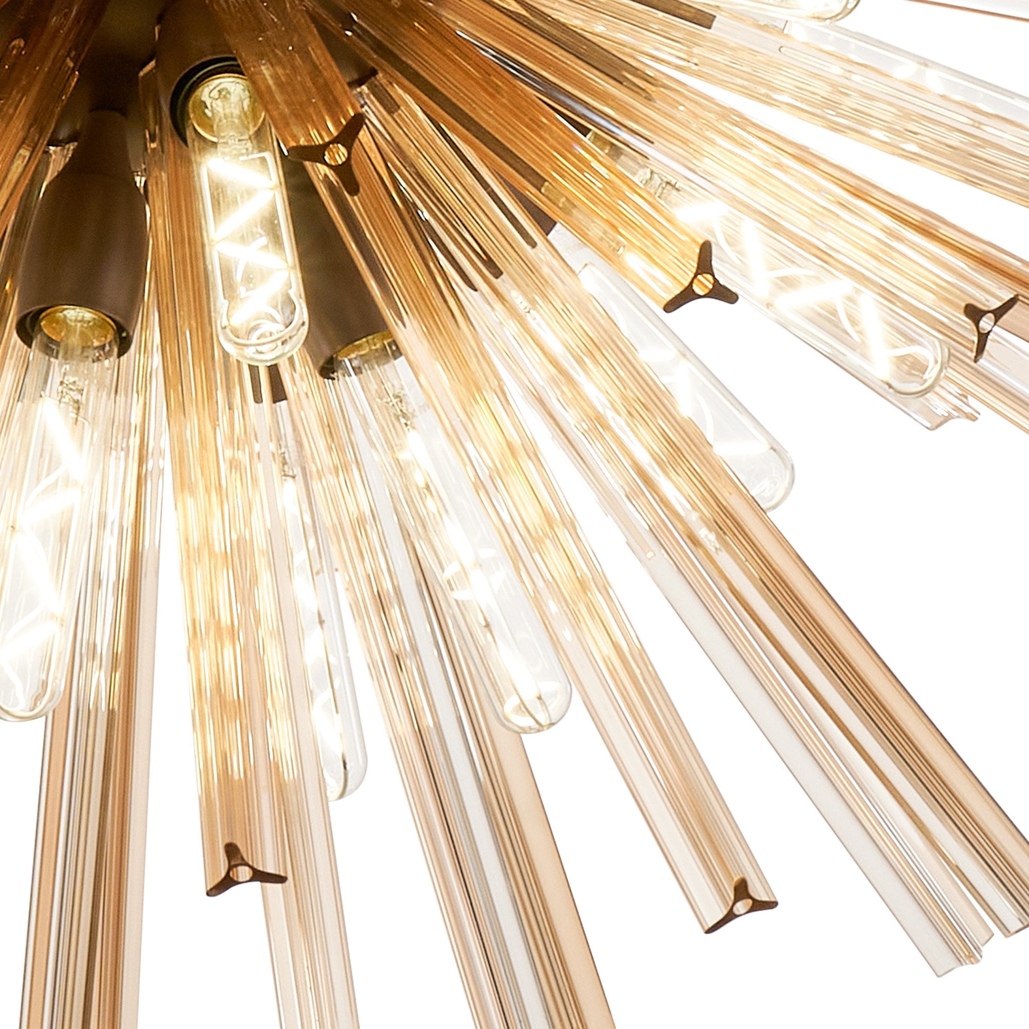 Fabula Wordworth 32 Light Vertical Oval Pendant - Brown Oxide & Champagne Glass